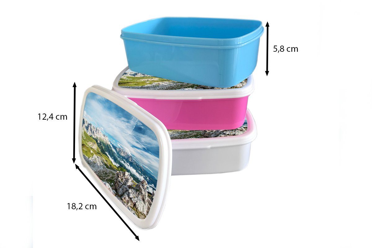 - Lunchbox Alpen Mädchen Brotbox Brotdose, und weiß Felsen und (2-tlg), Jungs Kunststoff, für Gras, MuchoWow für Kinder Erwachsene, -
