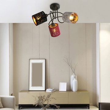 Globo Deckenleuchte, Leuchtmittel nicht inklusive, Design Decken Lampe rot Samt Strahler schwarz Wohn Zimmer