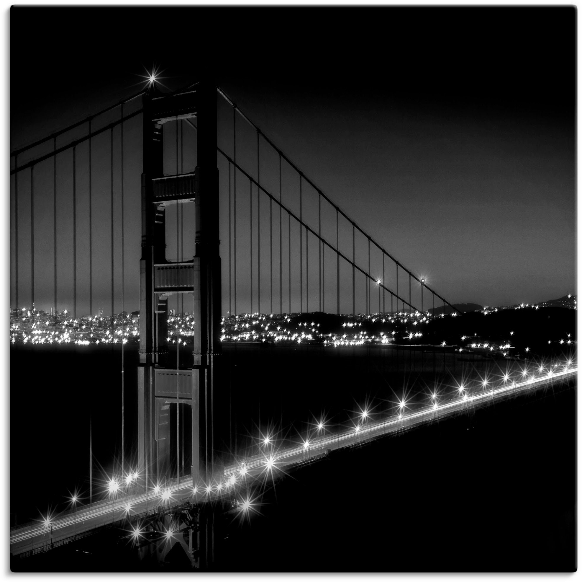 Artland Wandbild Golden Gate Bridge am Abend, Amerika (1 St), als Alubild, Leinwandbild, Wandaufkleber oder Poster in versch. Größen
