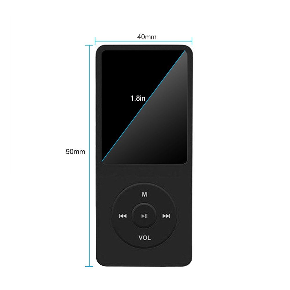 DOPWii MP4-Player Zoll 32 MP3-Player Bildschirm 1,8 FM Radio GB-Musikplayer mit Blau