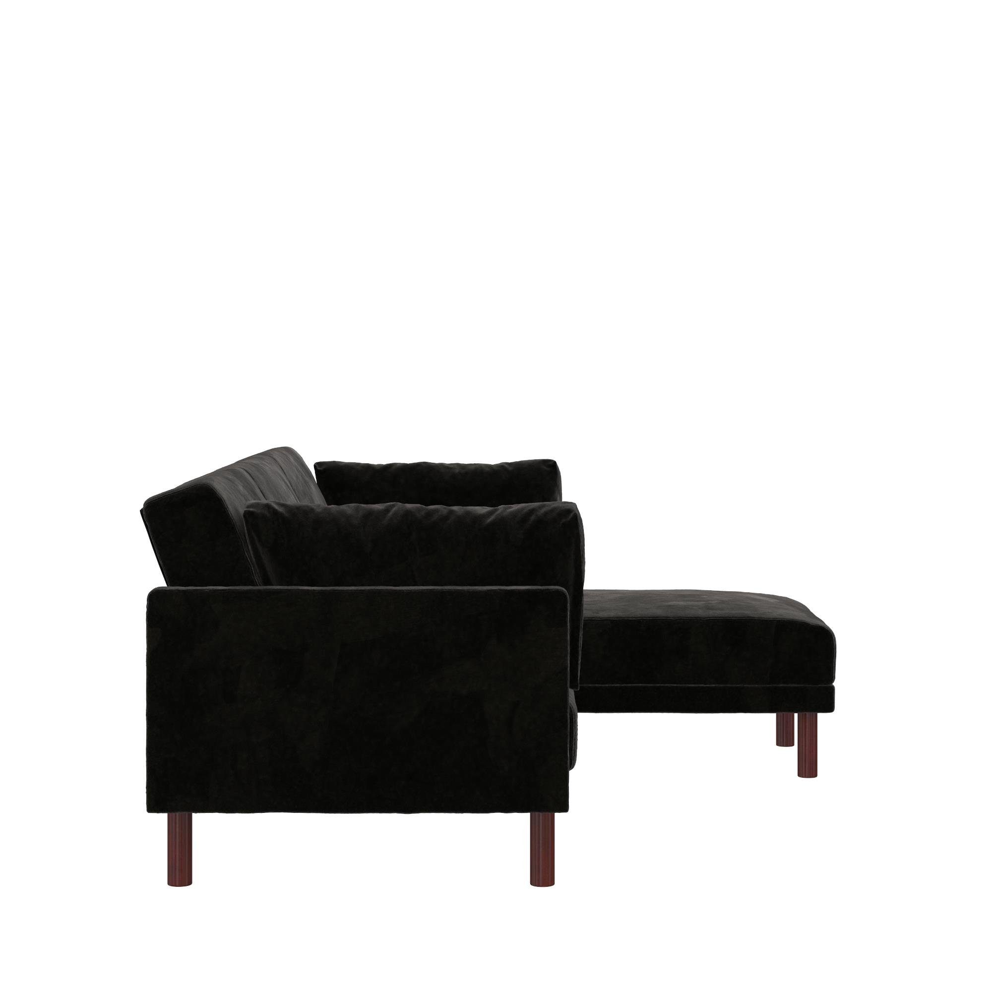 loft24 Schlafsofa cm Samtoptik, Relaxfunktion, mit 204,5 Breite in schwarz Bezug Clair