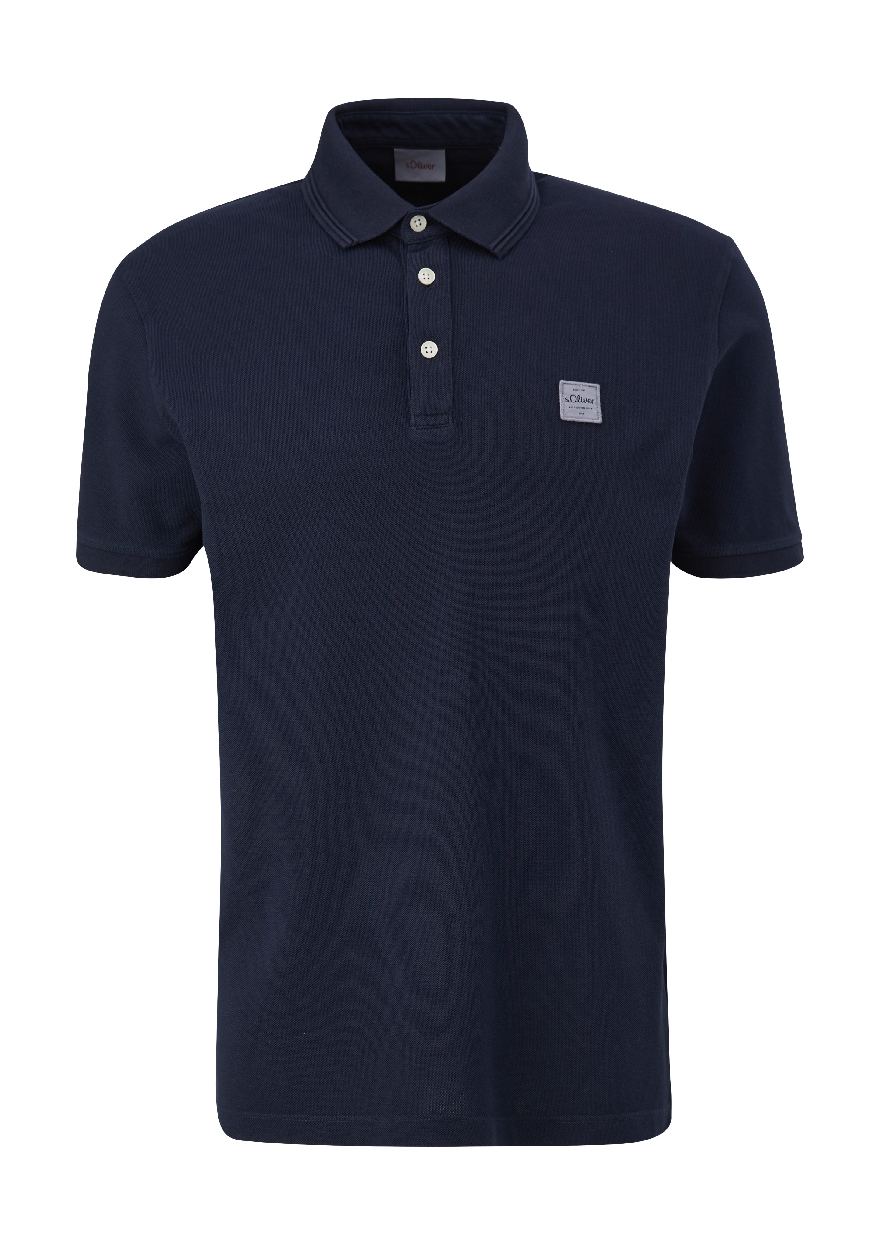 s.Oliver Poloshirt Polo-Shirt mit Logo-Patch Label-Patch Dye, navy Garment