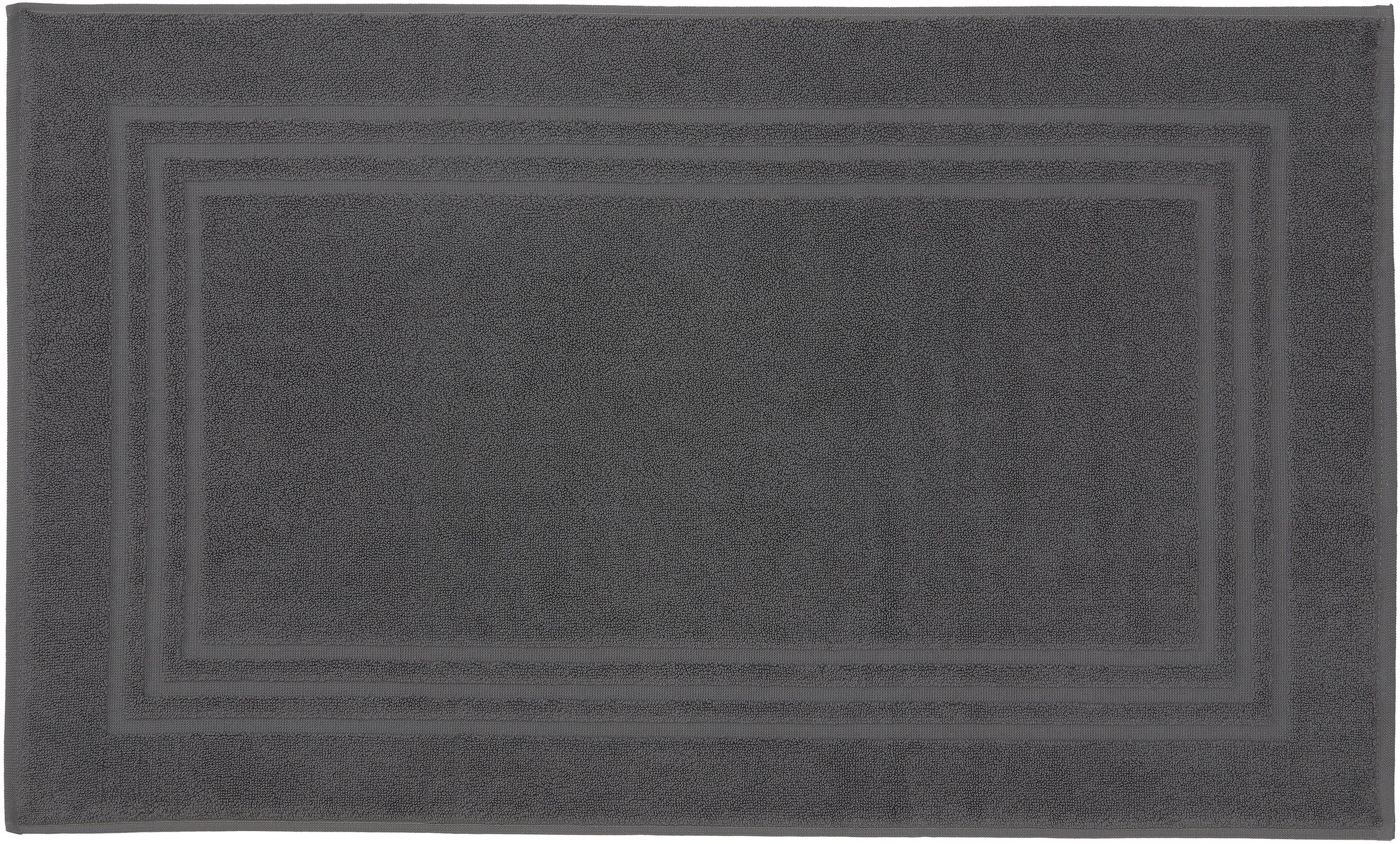 Kleine Wolke Badematte Lodge, Badvorleger, Höhe 80 mm, beidseitig nutzbar, Baumwolle, rechteckig, Badteppich, Frottier-Qualität, Uni Farben, mit Bordüre