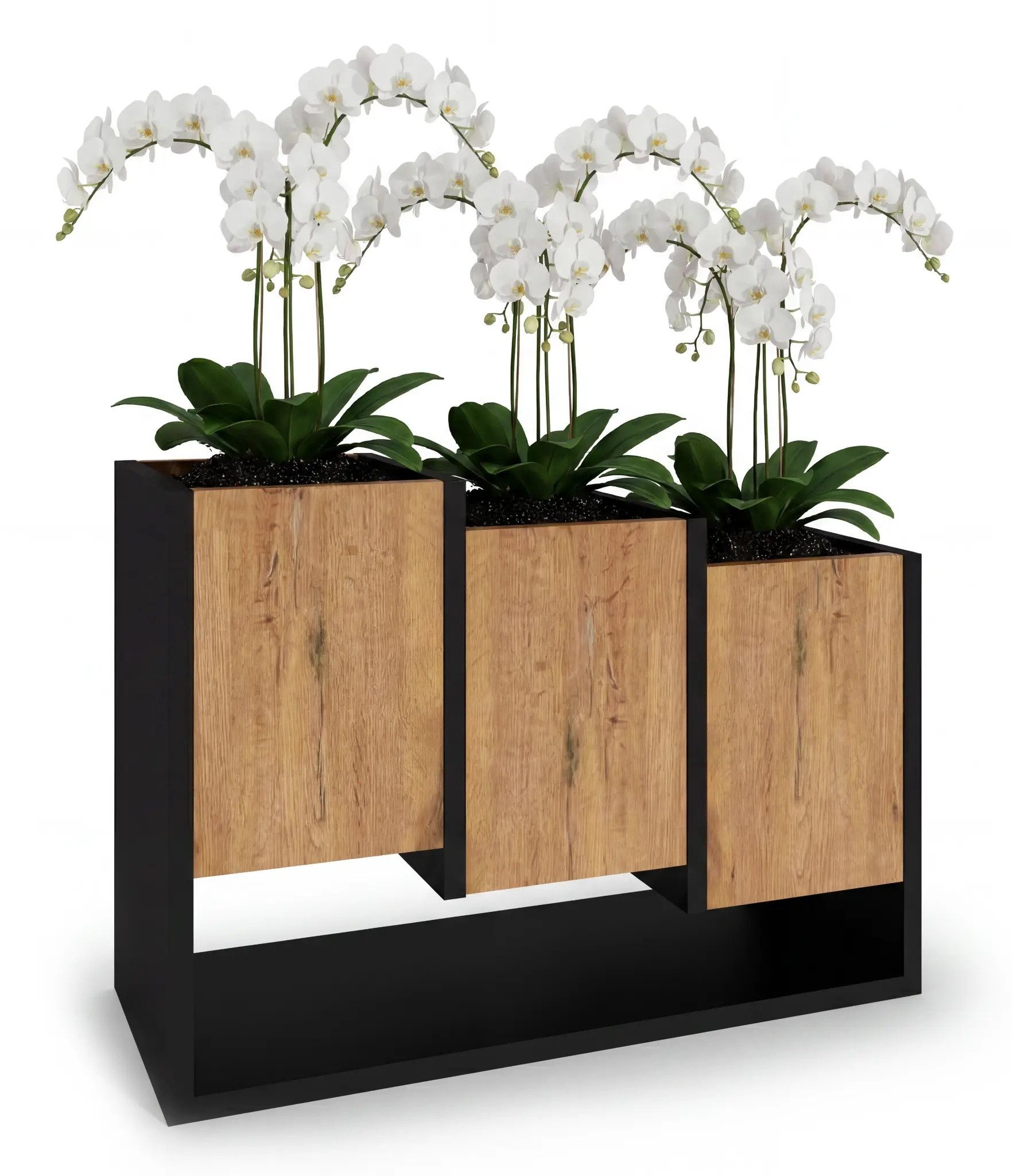 TREND WERK Blumenständer Blumentopf Pflanzenregal Pflanzenständer Holzoptik Wohnzimmer (Stufenregal 3 Pflanzboxen Loft-Design 64,2x46x22,6 cm), 18mm Spanplatte kratzfest feuchtigkeitsresistent Laminat
