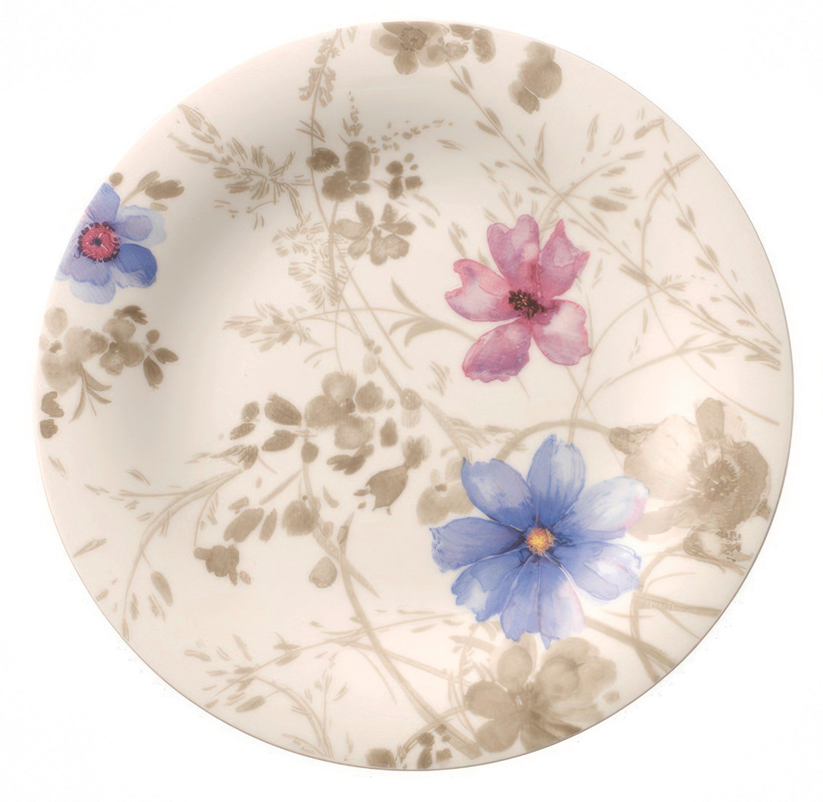 Villeroy & Boch Frühstücksteller Mariefleur Gris, Spülmaschinengeeignet, Mehrfarbig, Blumen, ⌀ 21.5cm, Mehrfarbig