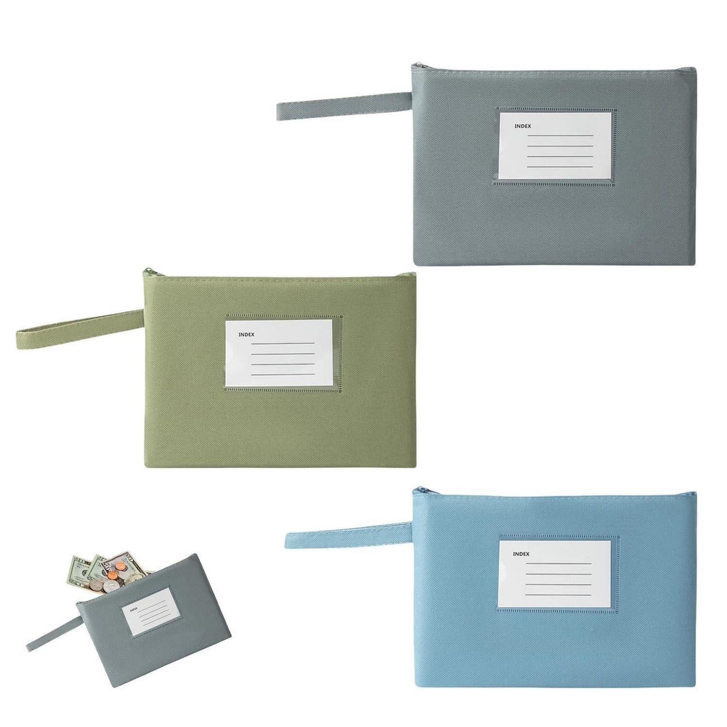 LuxusKollektion Organisationsmappe Geldtaschen A5 3er Set Grau/Grün/Blau (3-St)
