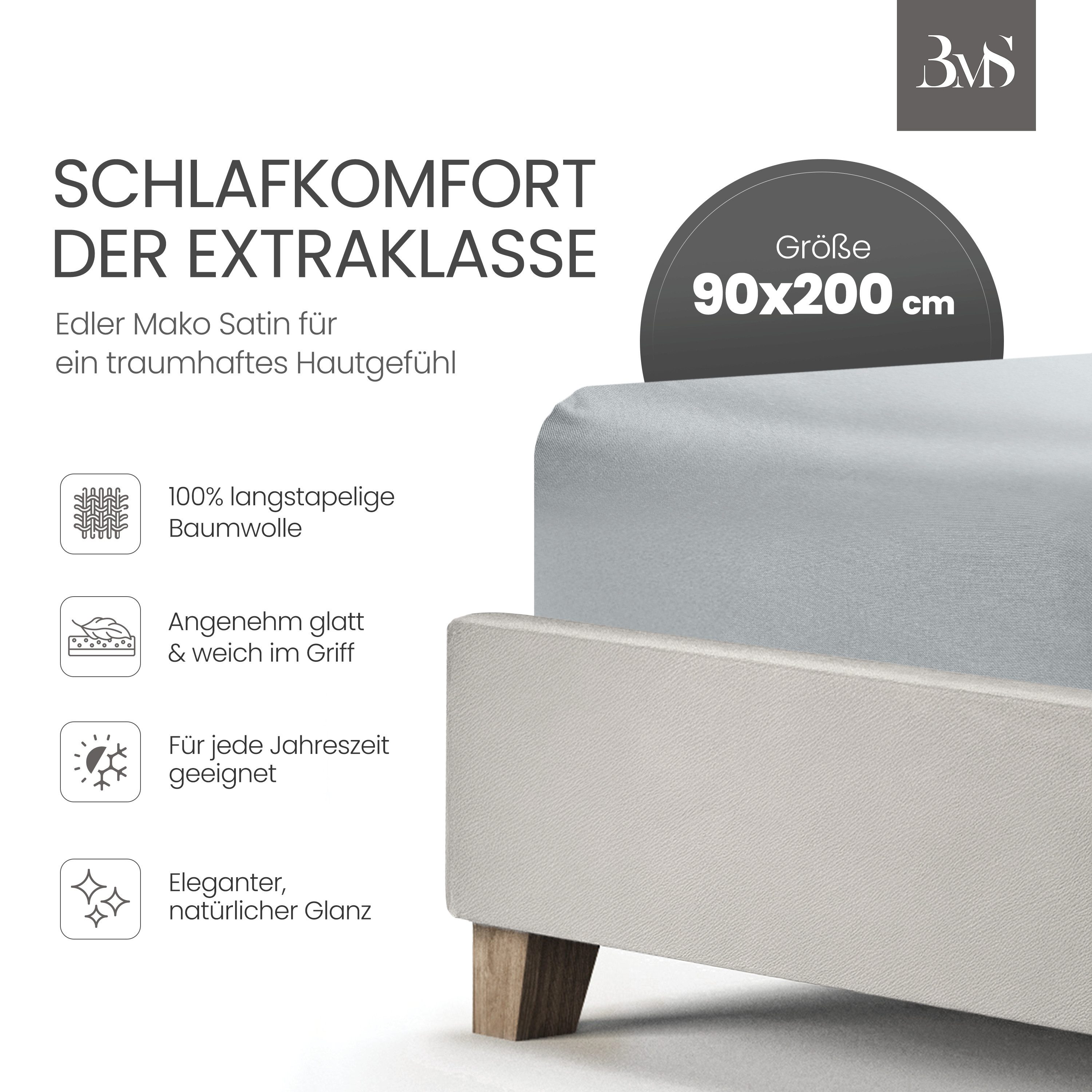 BETTWAESCHE-MIT-STIL Spannbettlaken Mako Satin Spannbettlaken, Matratzenhöh günstig online kaufen