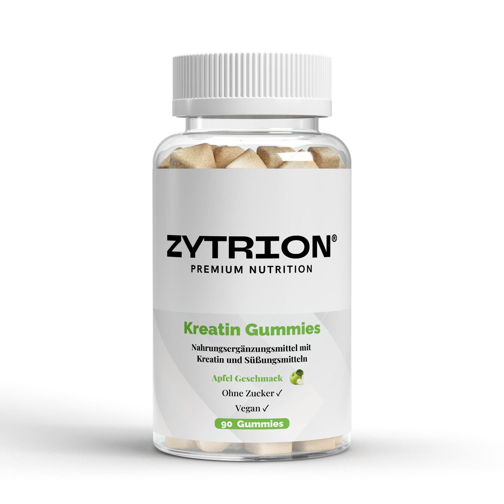 ZYTRION Kreatin Gummies Apfel Geschmack, Vegan - 90 Stück Kapseln, 90 St., 315 g, Praktisch in veganen Fruchtgummis