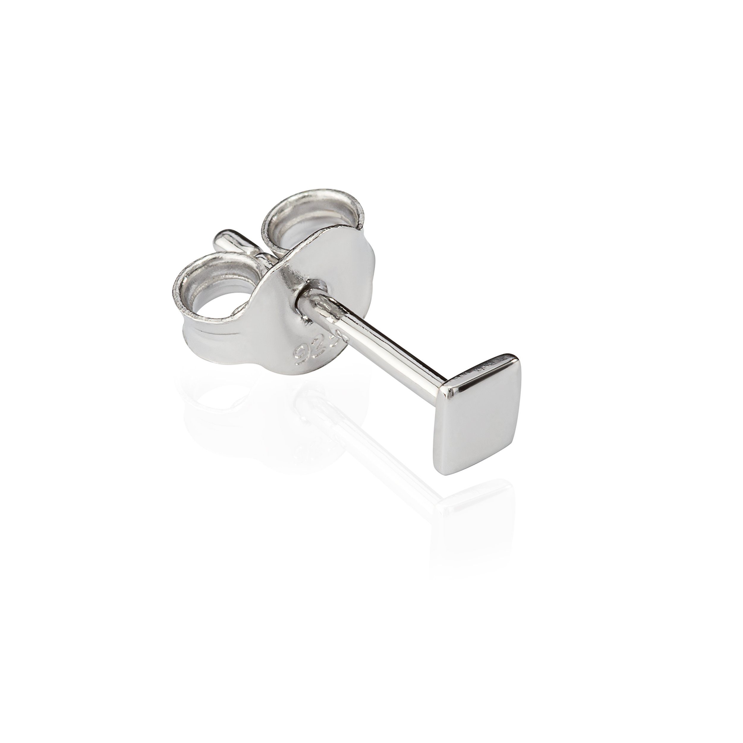 Single-Ohrstecker Einzel Ohrstecker klein Platte 925 Silber 3mm glan