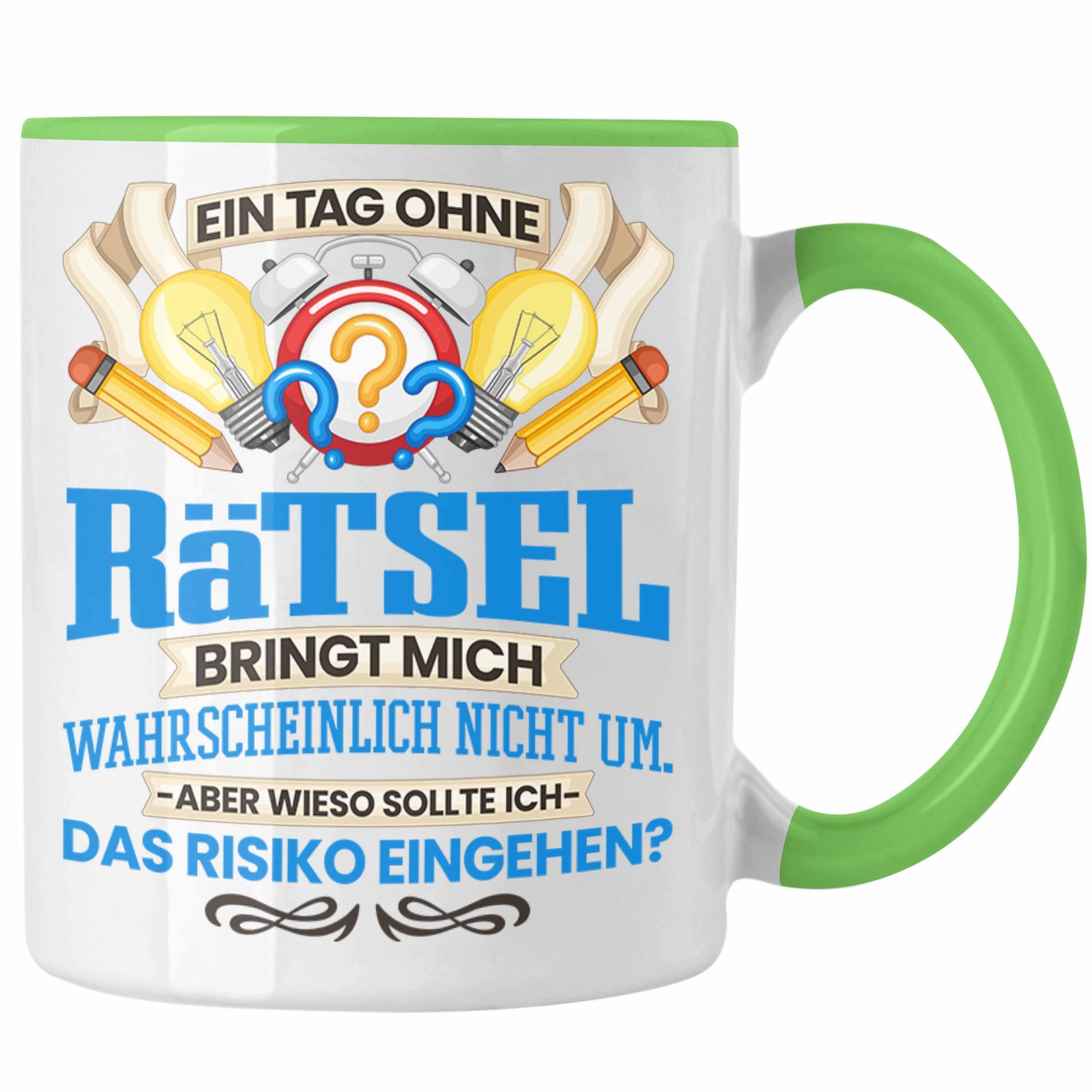 Trendation Tasse Trendation - Rätsel Tasse Geschenk Rätsel Lösen-Sucht Frauen Geschenki Grün