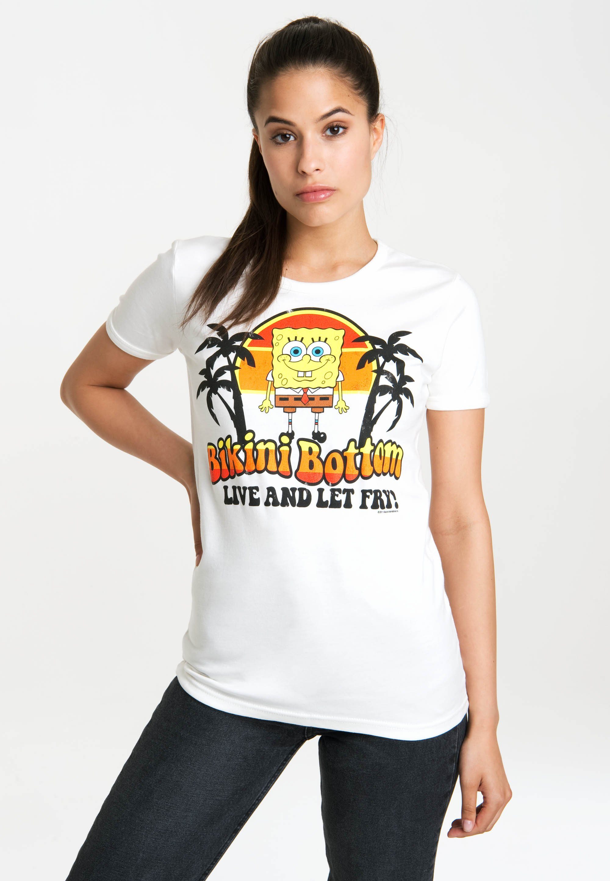 größter Rabatt LOGOSHIRT T-Shirt lizenzierten Spongebob Bikini – mit Bottom Originaldesign