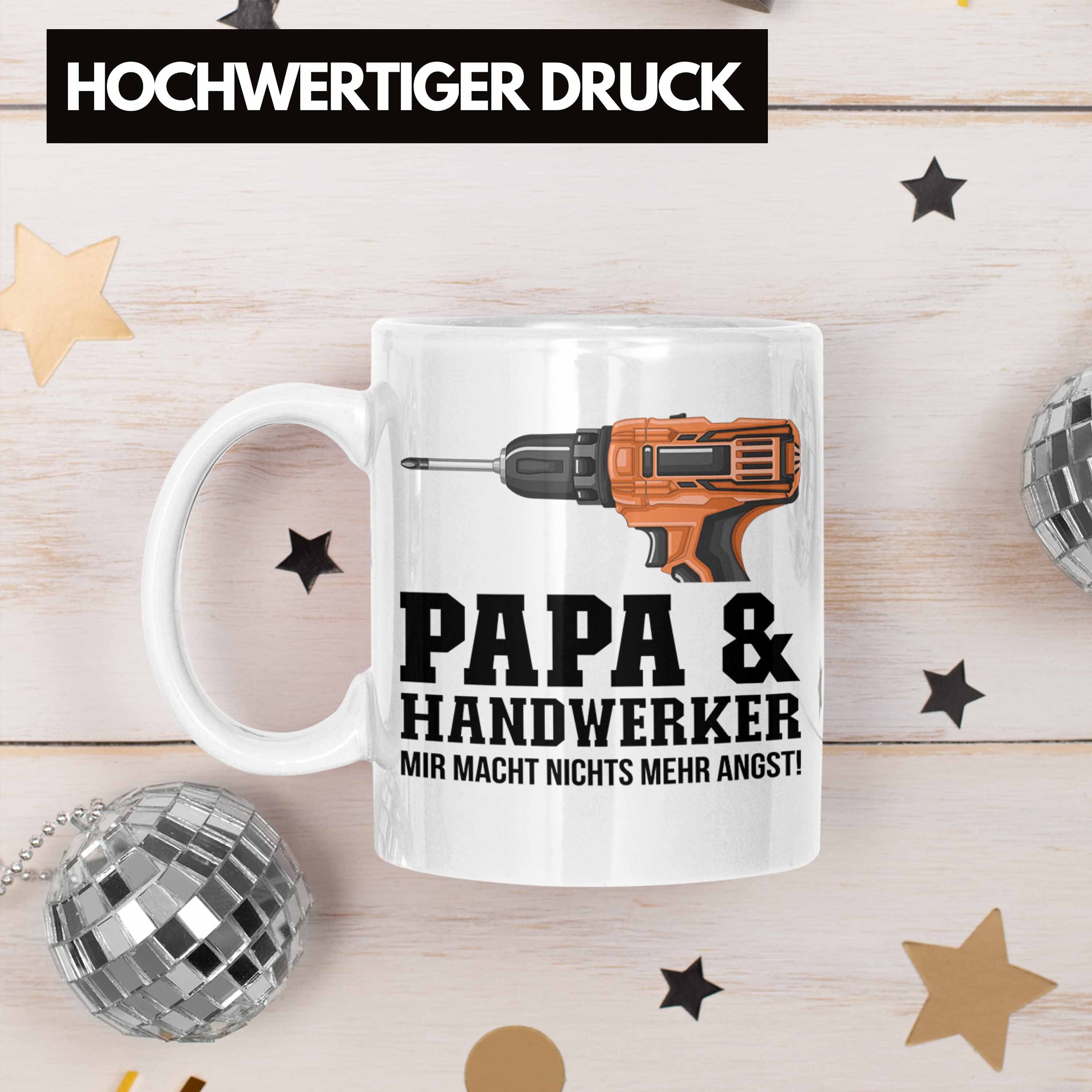 Trendation Tasse Geschenkidee Papa Handwerk für Vater Weiss Tasse - Trendation und Handwerker