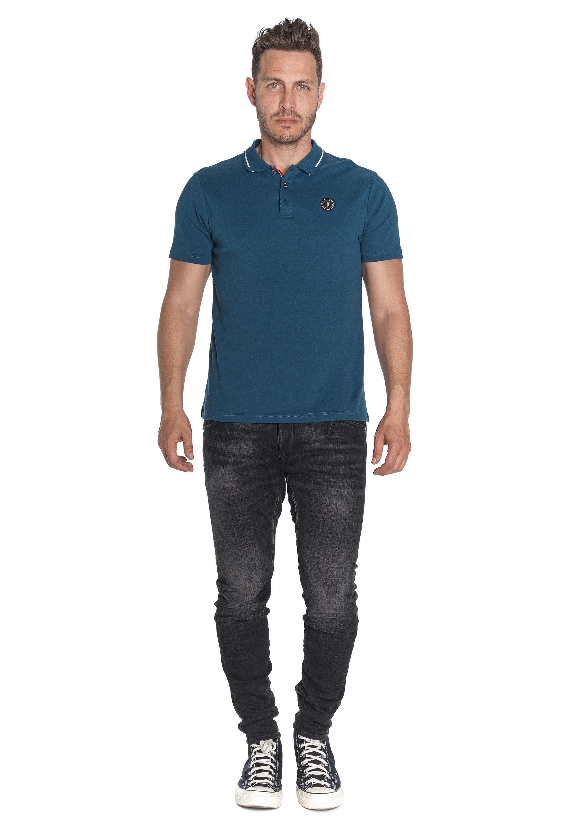 Le Temps Des Cerises Poloshirt blau ARON Design klassischem in