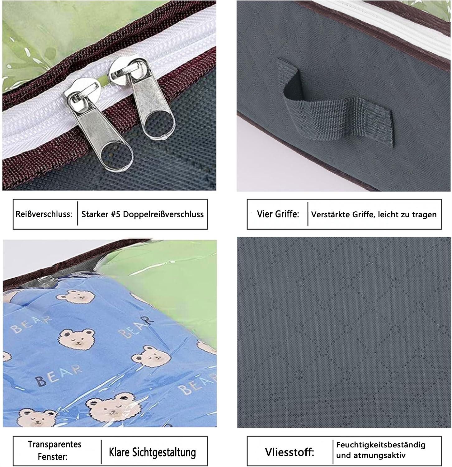 Refined Living Unterbettkommode 90L Aufbewahrungstaschen für unter dem Bett,4er Set,Aufbewahrungsbox (faltbare Organizer und Aufbewahrungsboxen, Schrankorganizer und Aufbewahrungsbehälter, Organisatoren mit Transparentes PVC-Fenster, Robuste Reißverschlüsse und Verstärkte Griffe, für den Einsatz unter dem Bett oder im Schrank, 4 St., Großes Fassungsvermögen, Hochwertiges Material, Vielseitig einsetzbar), für Decken, Handtücher, Kleidung, Bettdecken, Pullover, Bettwäsche