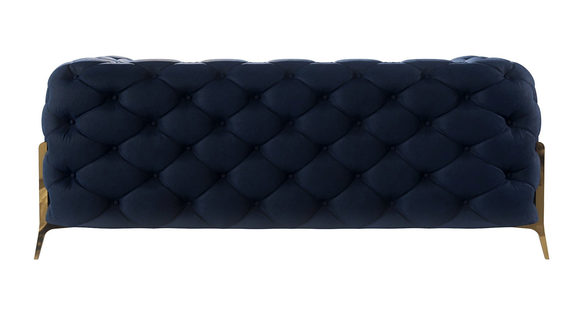 mit Goldene Metall 2-Sitzer Chesterfield S-Style Marineblau Möbel Wellenfederung Sofa Füßen, mit Ashley