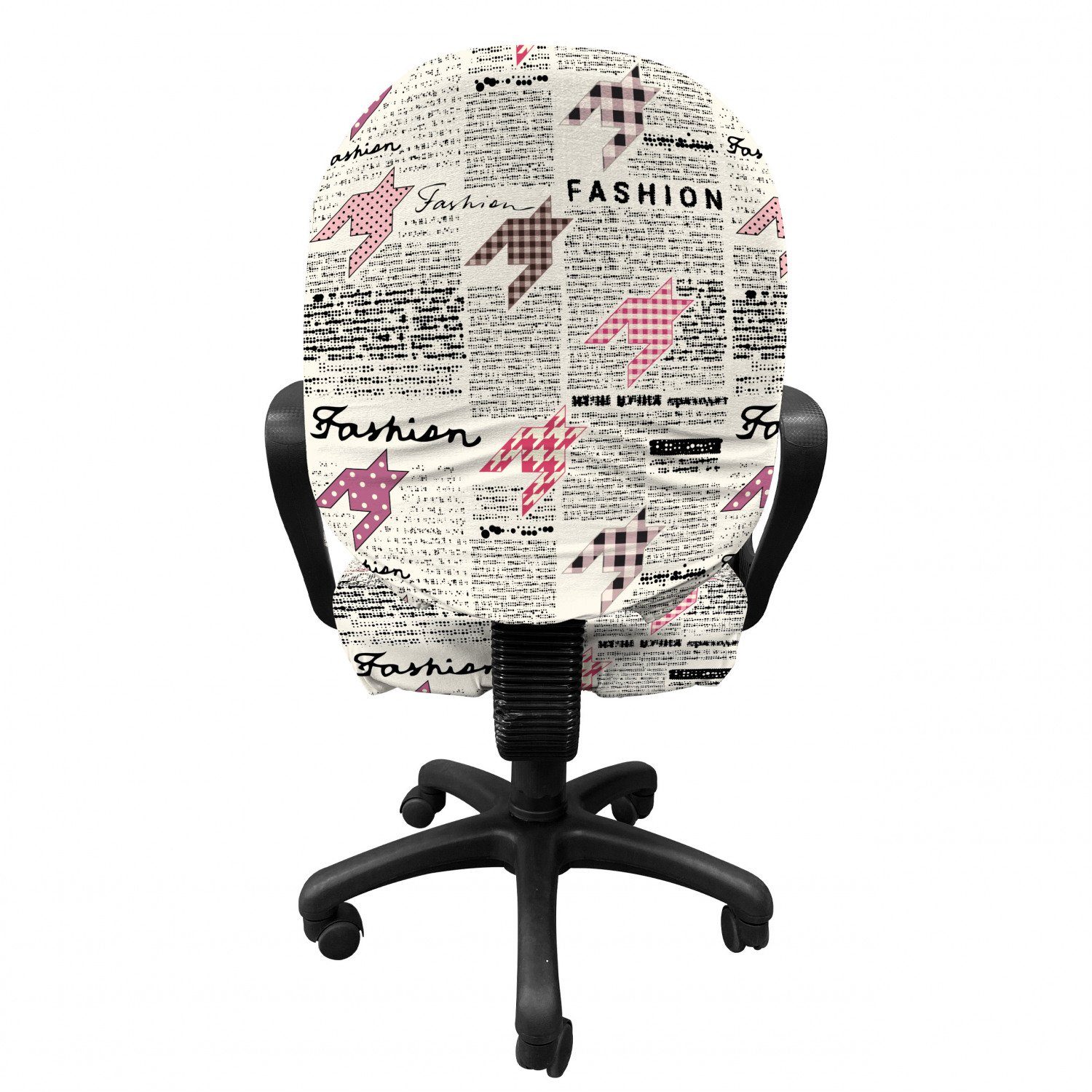 Bürostuhlhusse dekorative Schutzhülle aus Stretchgewebe, Abakuhaus, Nachrichten Magazine Fashion Retro