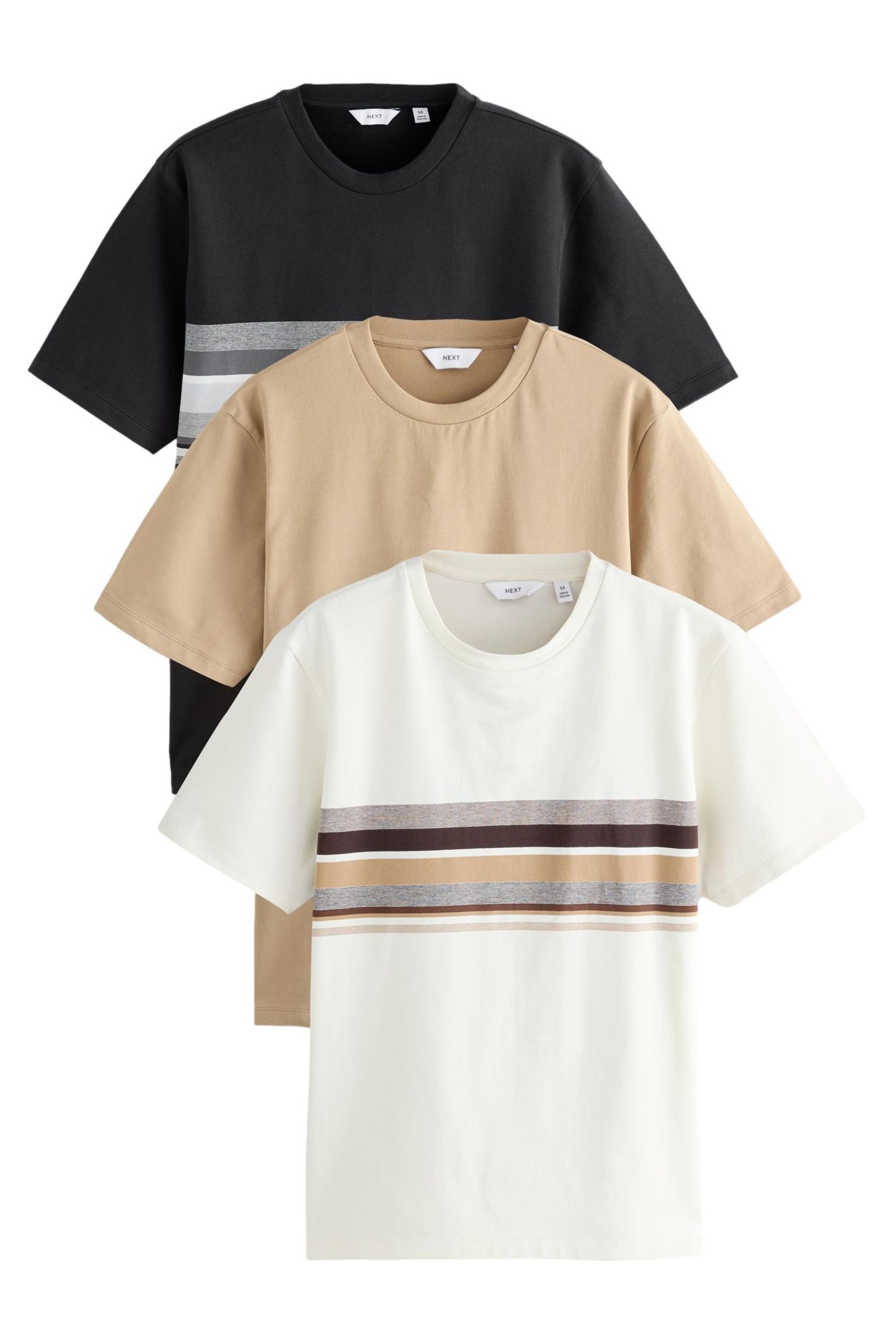 T-Shirt Regular Fit Blockfarben-T-Shirts, 3er-Pack