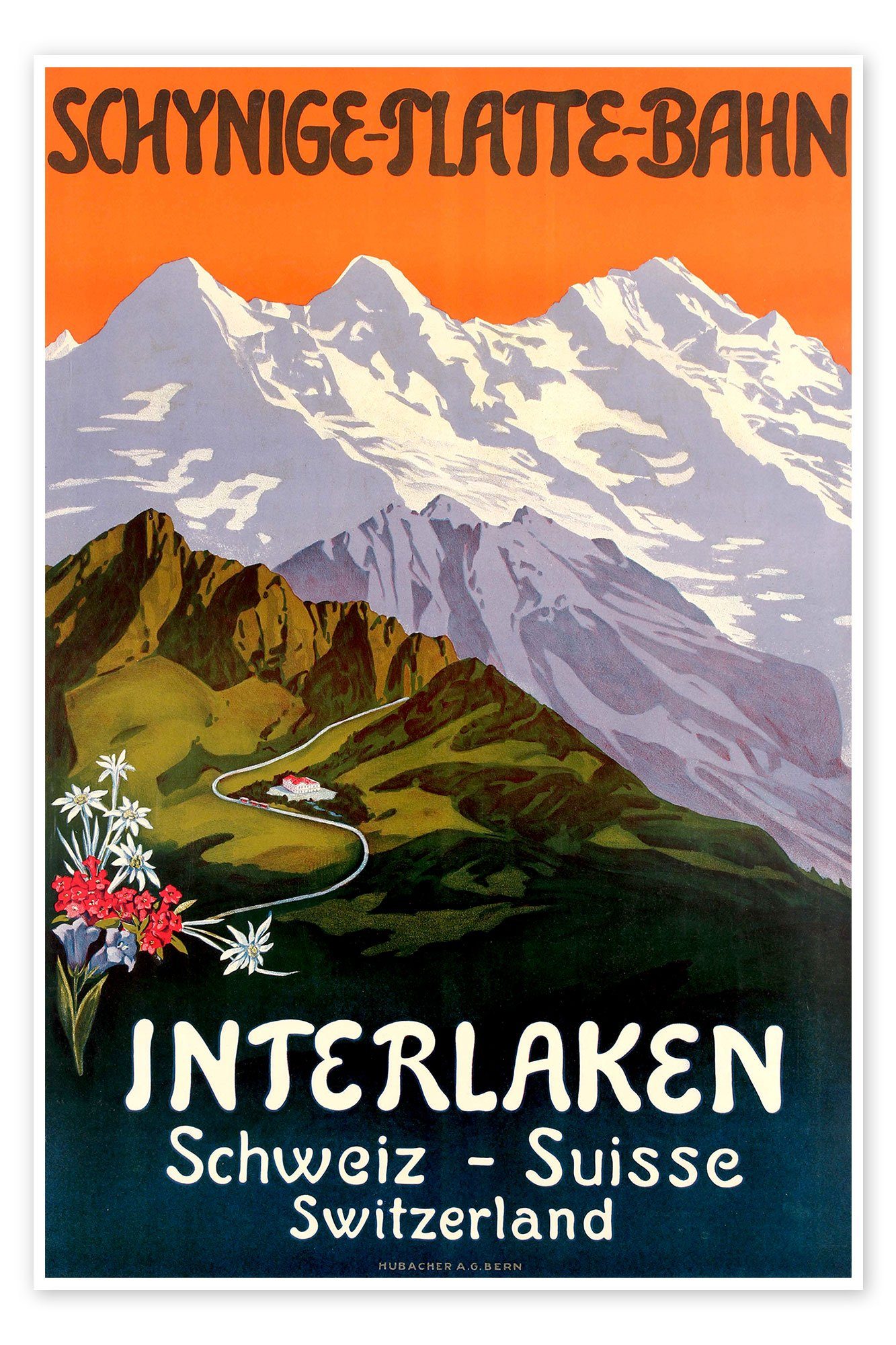 Posterlounge Poster Vintage Travel Collection, Interlaken, Vintage Illustration