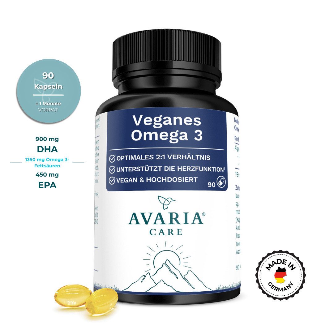 Avaria Care Veganes Omega 3 Kapsel (Weichkapsel mit Carrageen-Hülle)