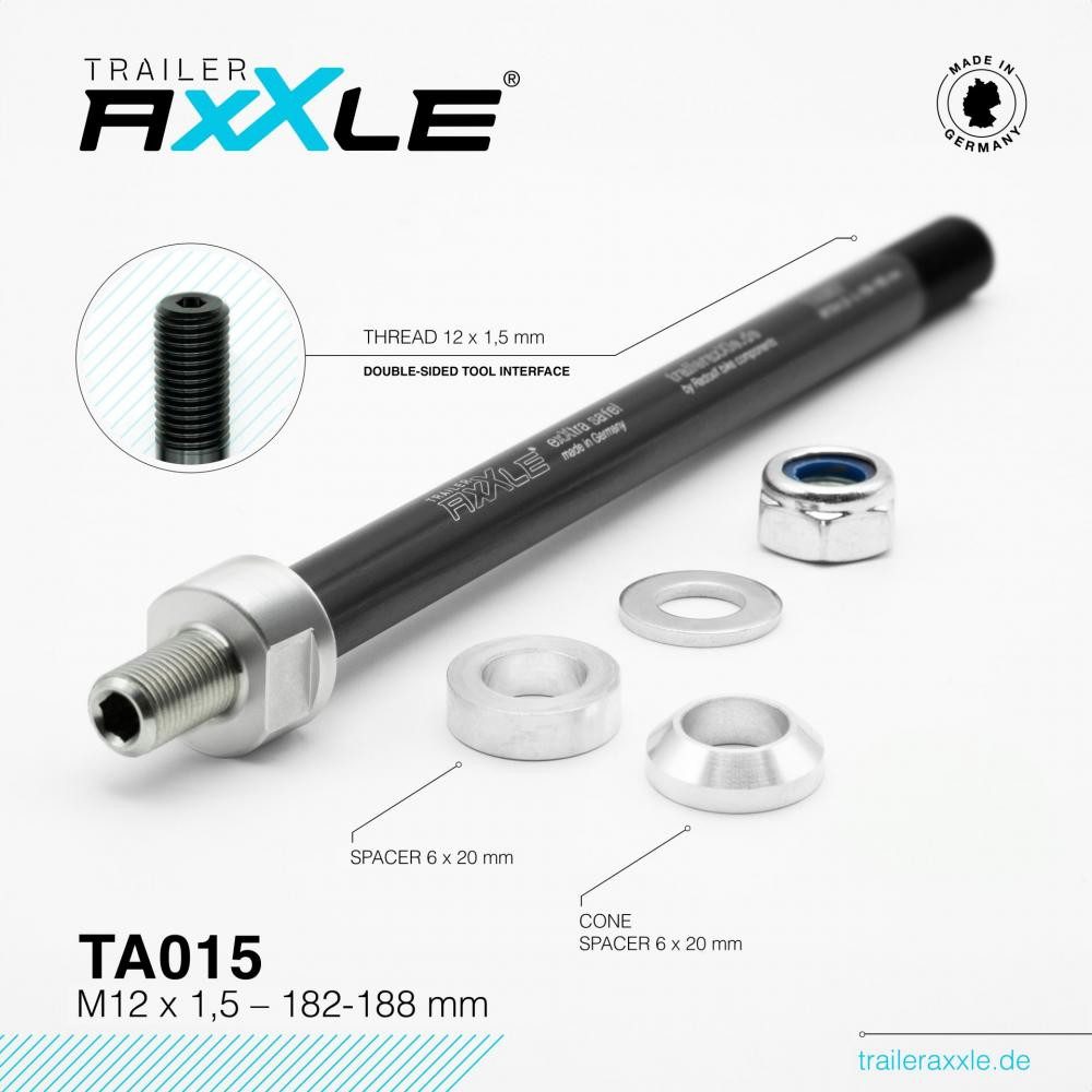Radox Steckachse RADOXX Trailer AxXle TA015 Steckachse M12x1,5 182-188mm - TÜV-geprüft