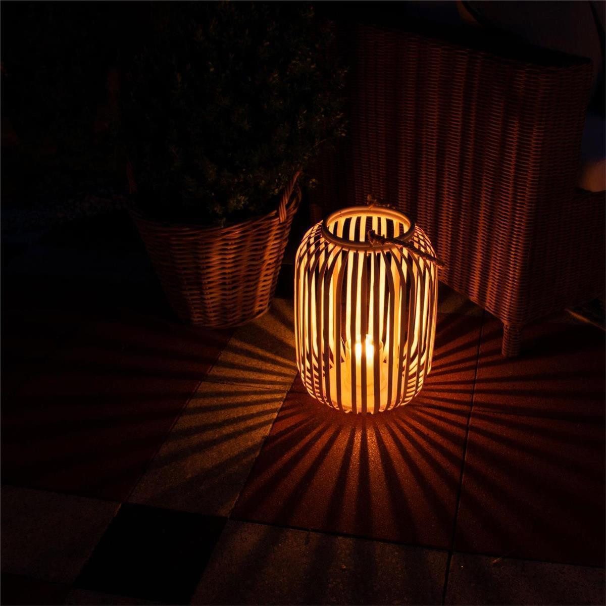 BOURGH Kerzenlaterne VILLAPIANA Bambus Windlicht - 42cm hoch / ⌀30cm - handgemacht