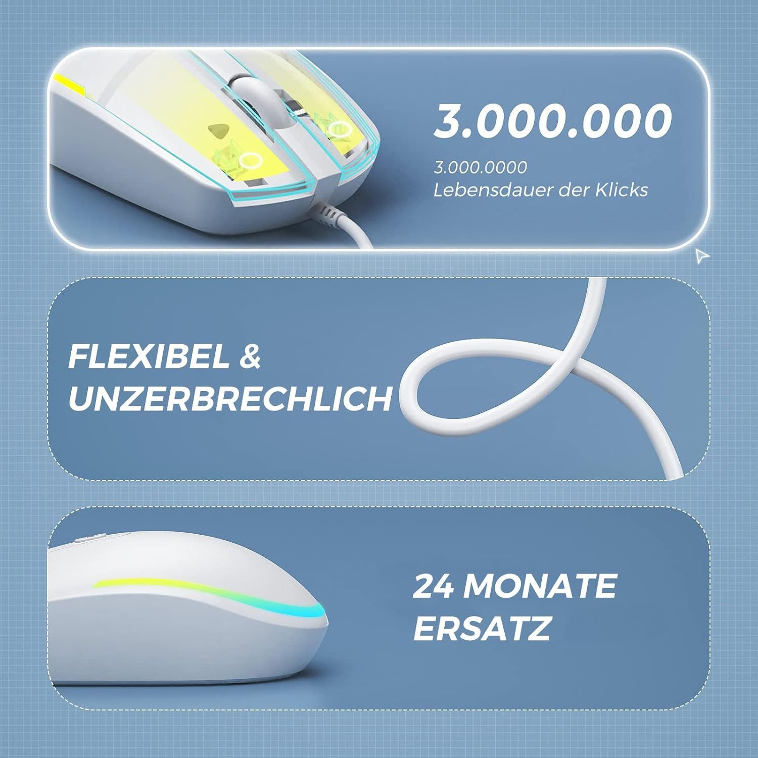 Seenda Kabelgebundene USB-Maus, PC-Computermaus, 1600 DPI Maus