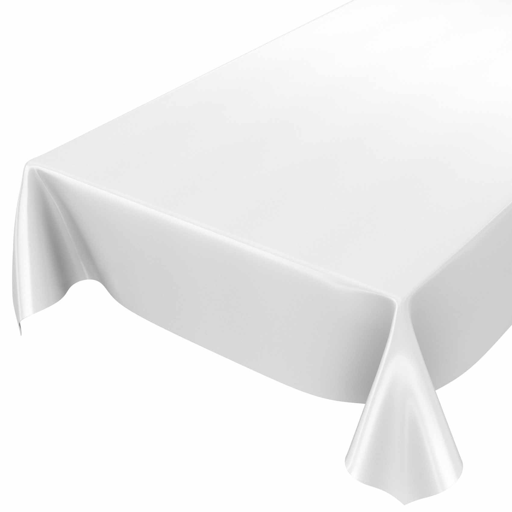 ANRO Tischdecke Tischdecke Wachstuch Glatt Breite Robust 140, Wasserabweisend Einfarbig Weiß