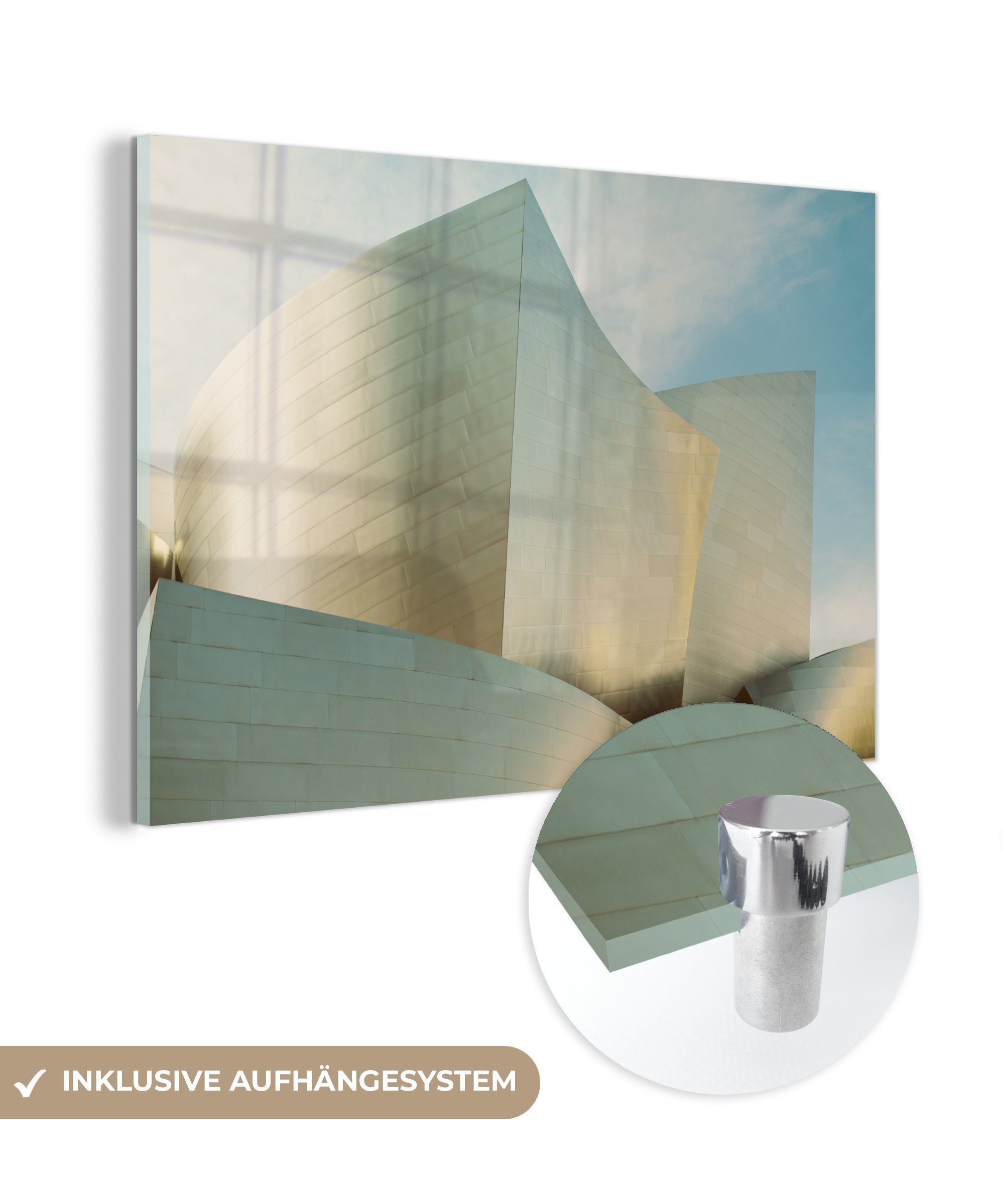 MuchoWow Acrylglasbild Gold - Architektur - Regal, (1 St), Acrylglasbilder Wohnzimmer & Schlafzimmer