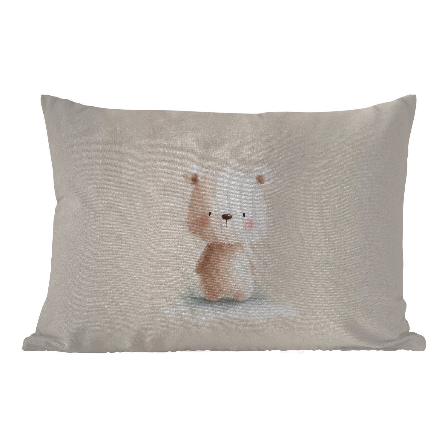 MuchoWow Dekokissen Bär - Schneeflocke - Weiß - Flauschig, Outdoor-Dekorationskissen, Kissen, Kissenbezug, 60x40 cm