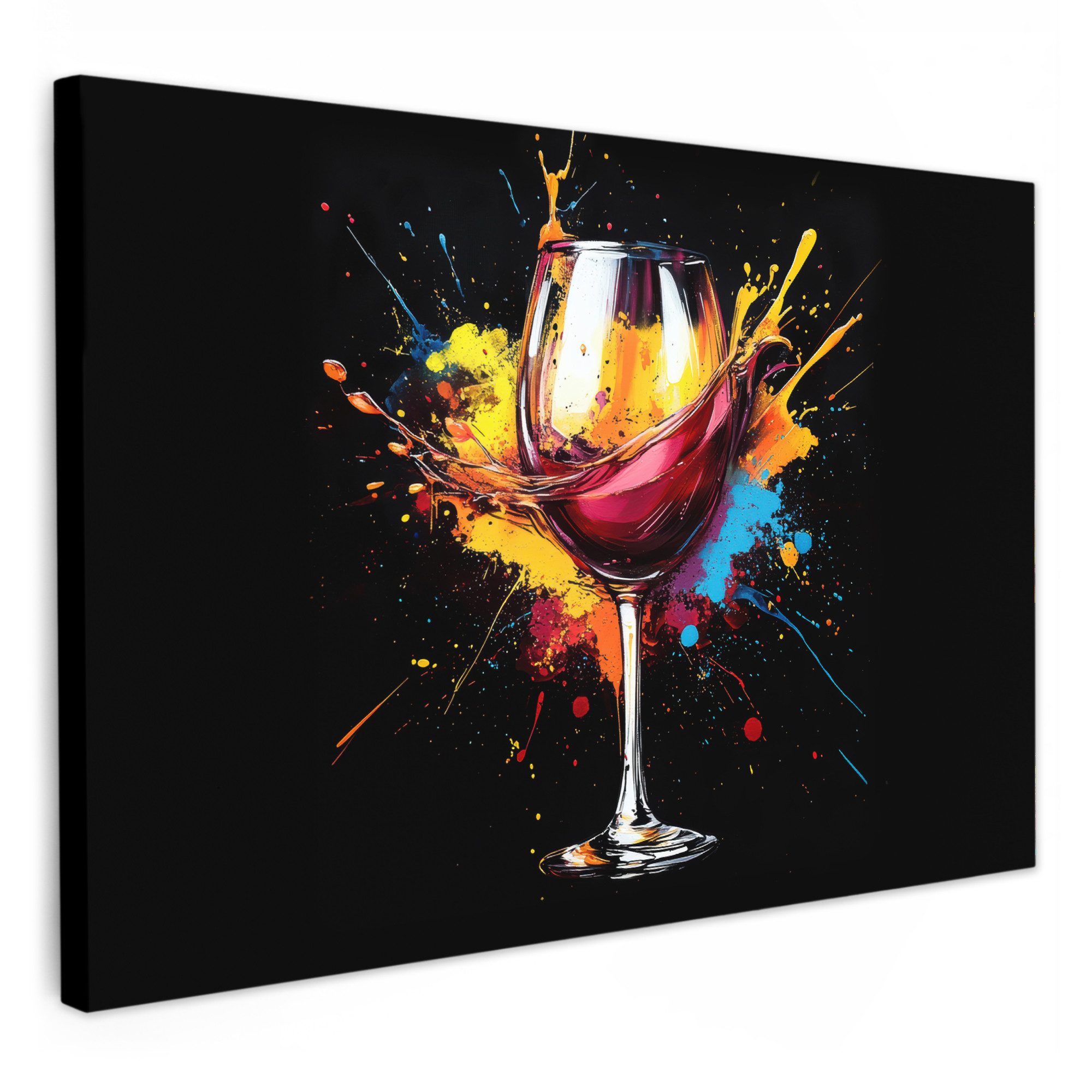 OneMillionCanvasses® Leinwandbild Wein - Glas - Graffiti - Getränk - Rot - günstig online kaufen