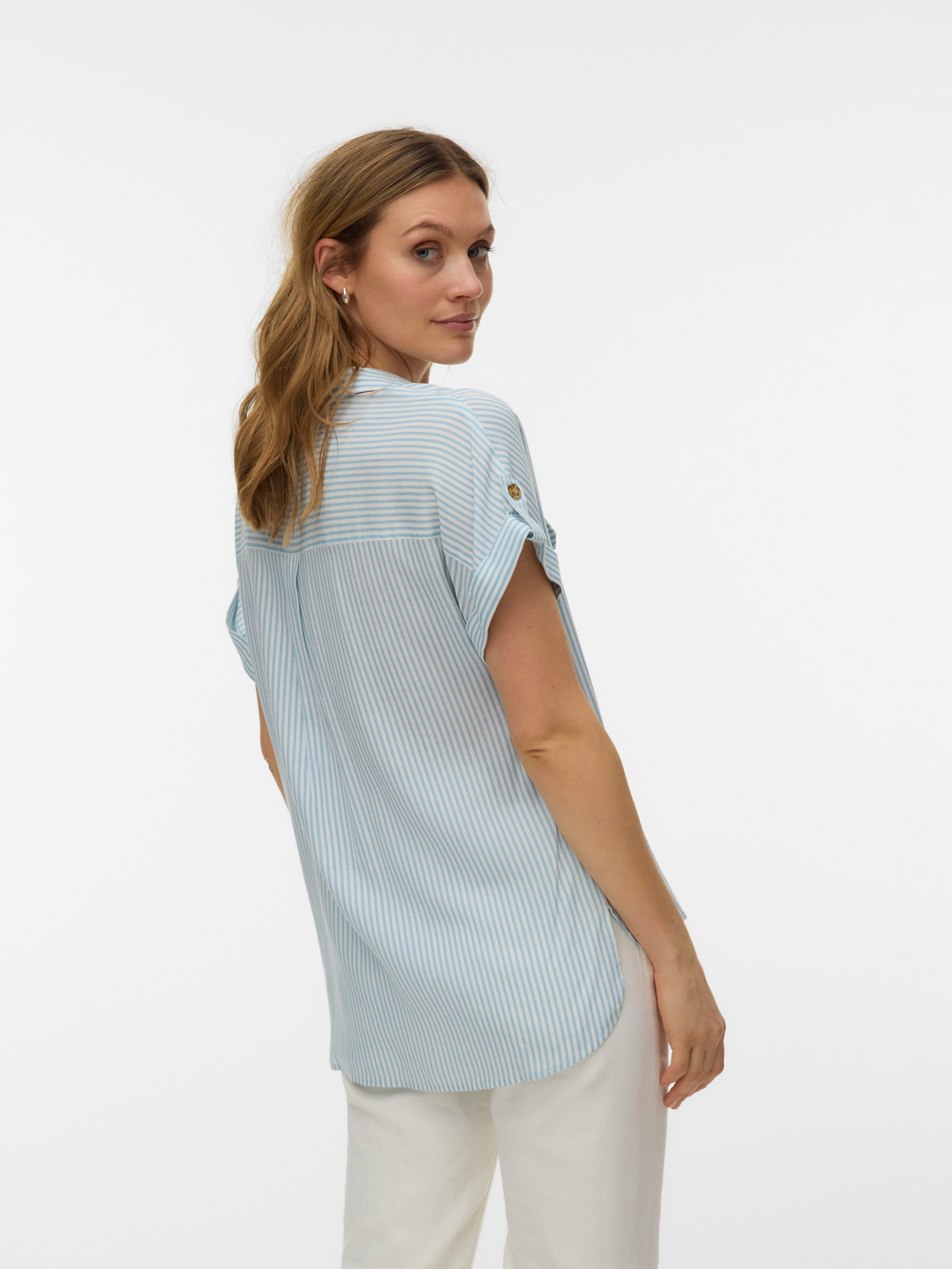 Vero Moda Kurzarmbluse VMBUMPY S/S SHIRT WVN GA NOOS Viskose, regular fit