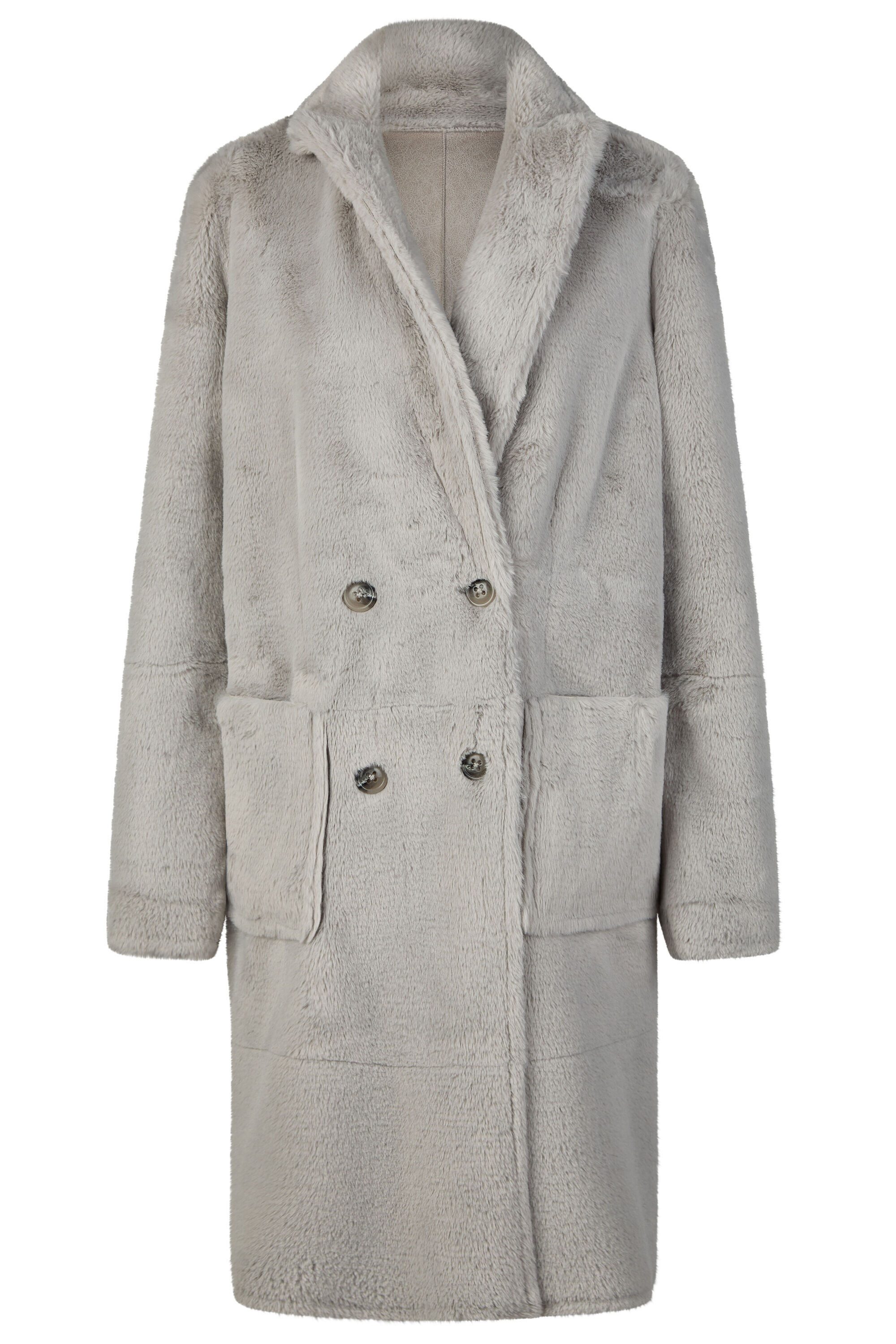 White Label Langmantel Wendemantel aus Polarskin-Imitat günstig online kaufen