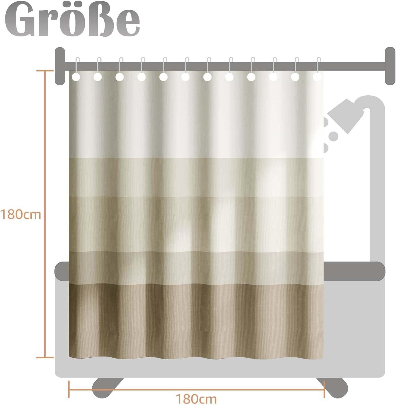 Agger Duschvorhang 180x180 cm Badewanne Waschbar Textil Shower Curtains – Bild 2 von 5