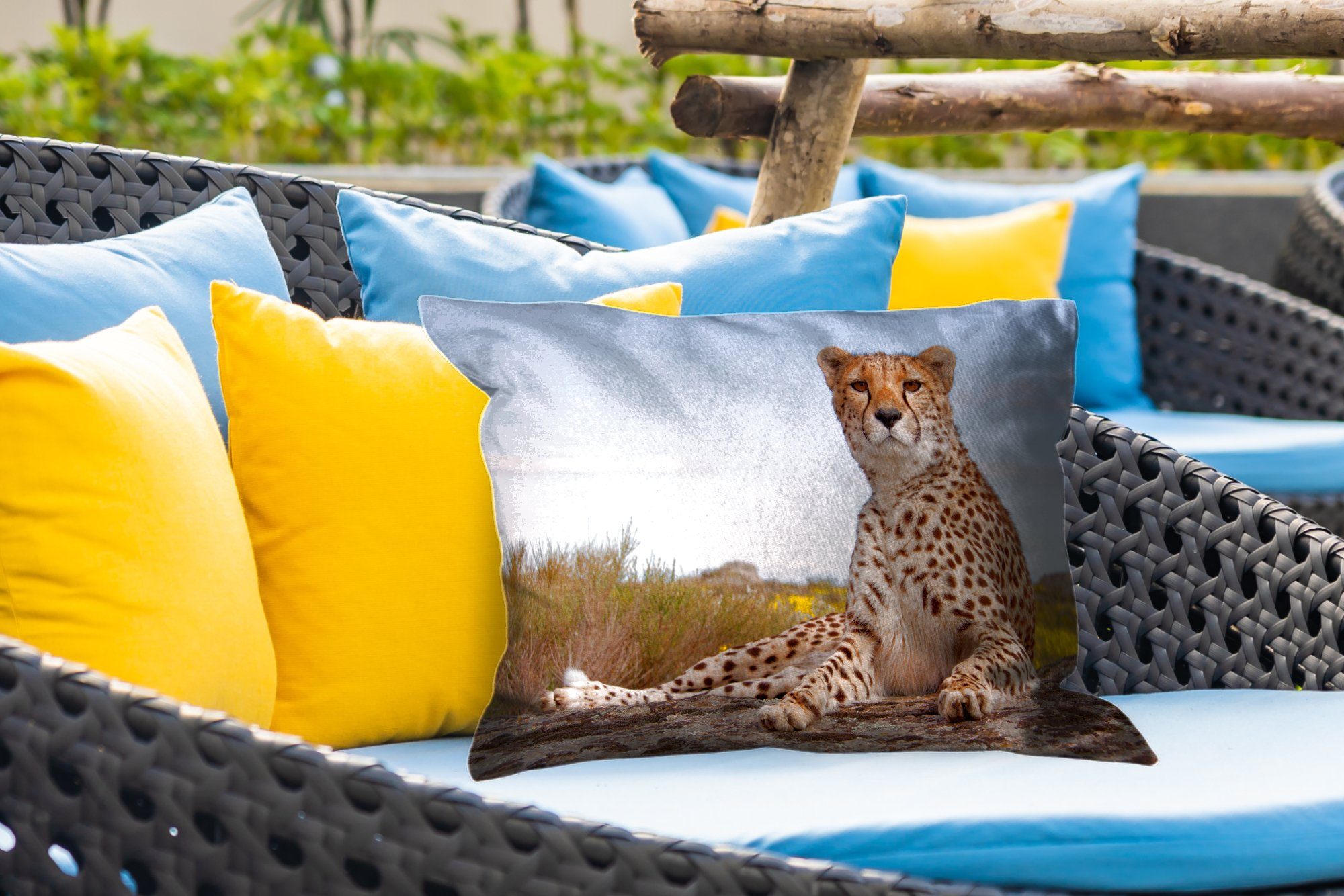 Kissenhülle Outdoor-Dekorationskissen, Leopard Tiere Dekokissen MuchoWow - Polyester, Natur, - Dekokissenbezug,