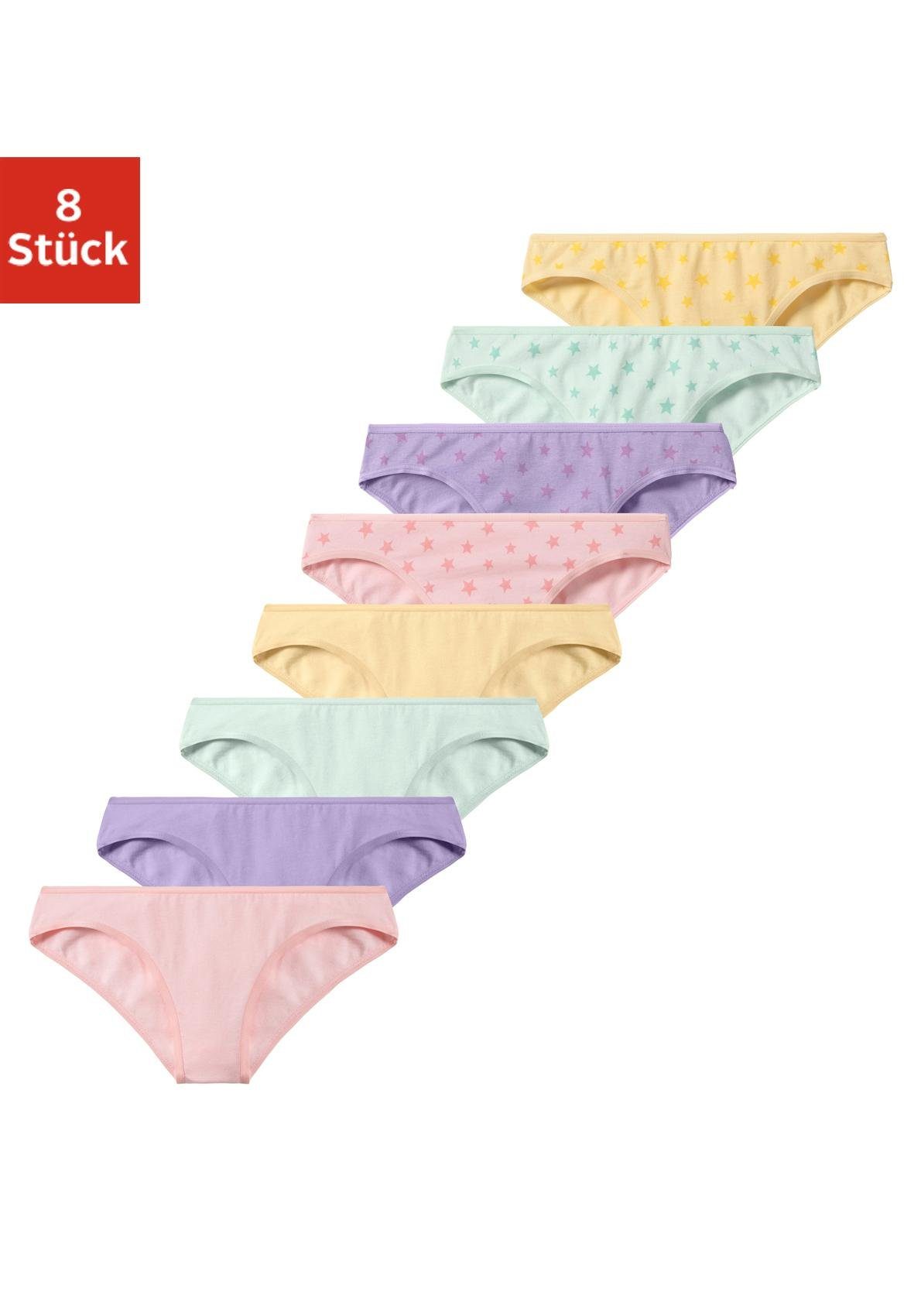 petite fleur Bikinislip (Packung, 8-St) mit Herzchendruck und unifarben, Baumwollmischung