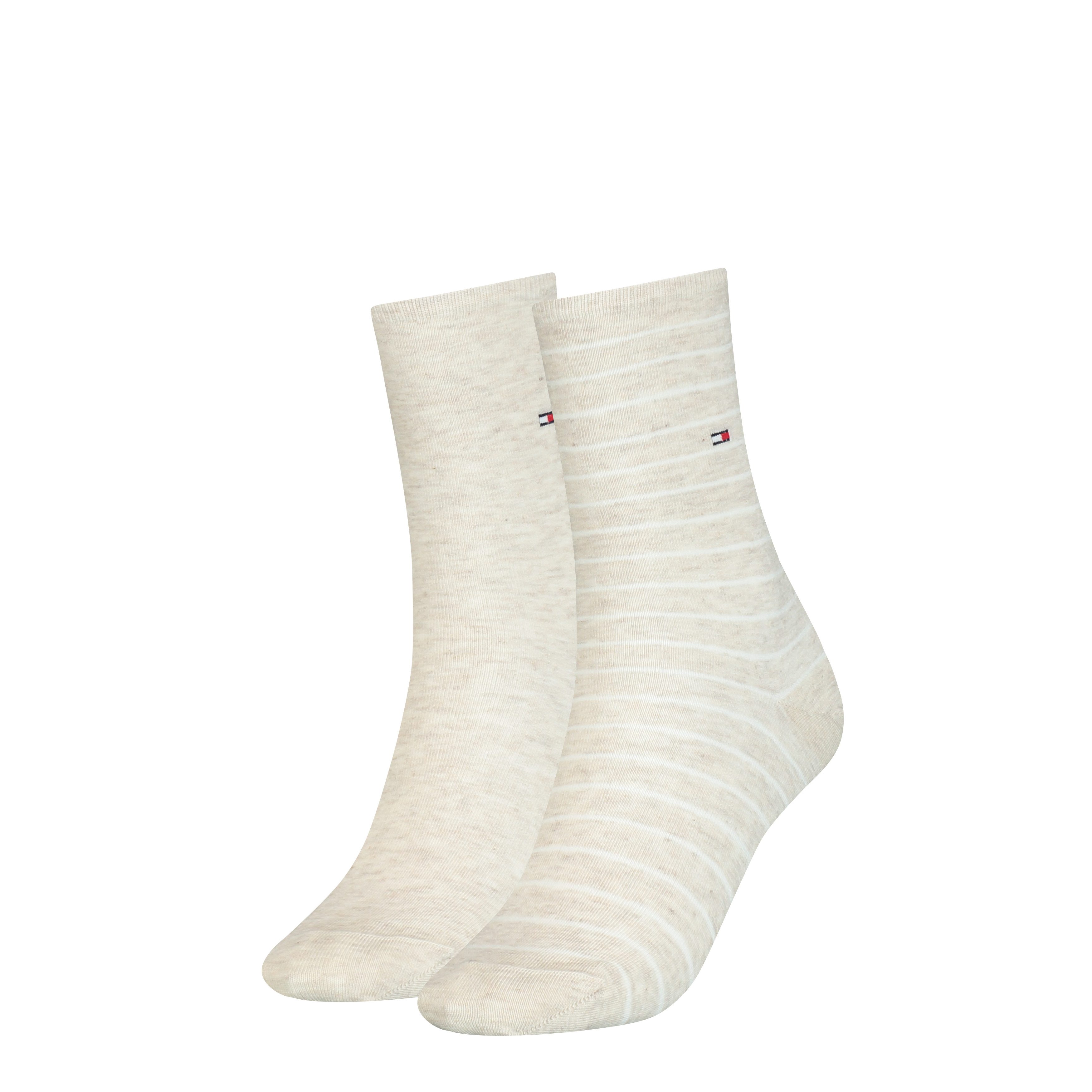 Tommy Hilfiger Socken TH WOMEN SOCK 2P SMALL STRIPE (2-Paar, 2 Paar) mit schmalem Rippenbündchen, meliert, gestreift