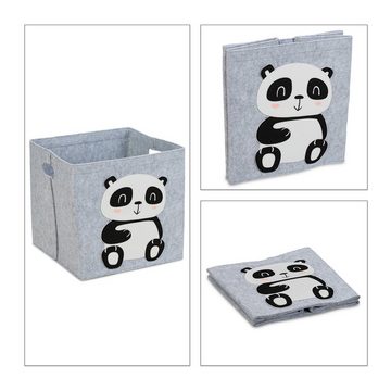 relaxdays Aufbewahrungskorb 4 x Filz Aufbewahrungskorb Panda-Motiv