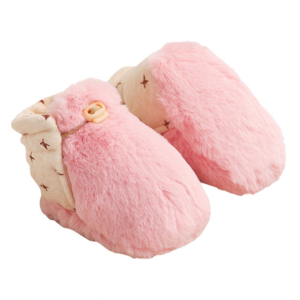 BBSCE Baby Kuschelige Fleece-Schuhe Boden Mädchen mit rutschfestem Jungen Babystiefel Rosa
