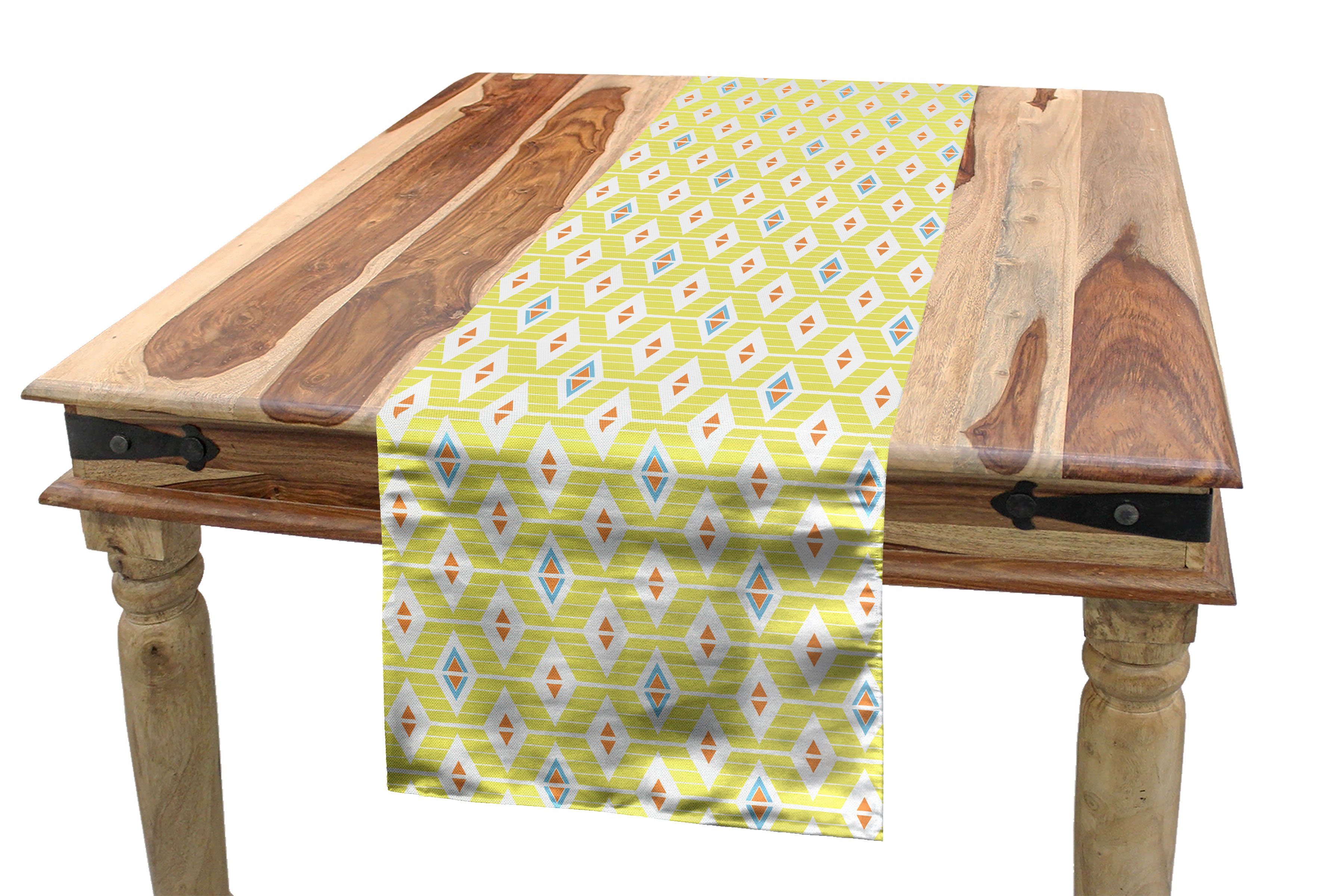Abakuhaus Tischläufer Esszimmer Küche Rechteckiger Dekorativer Tischläufer, Geometrisch Rauten mit Streifen