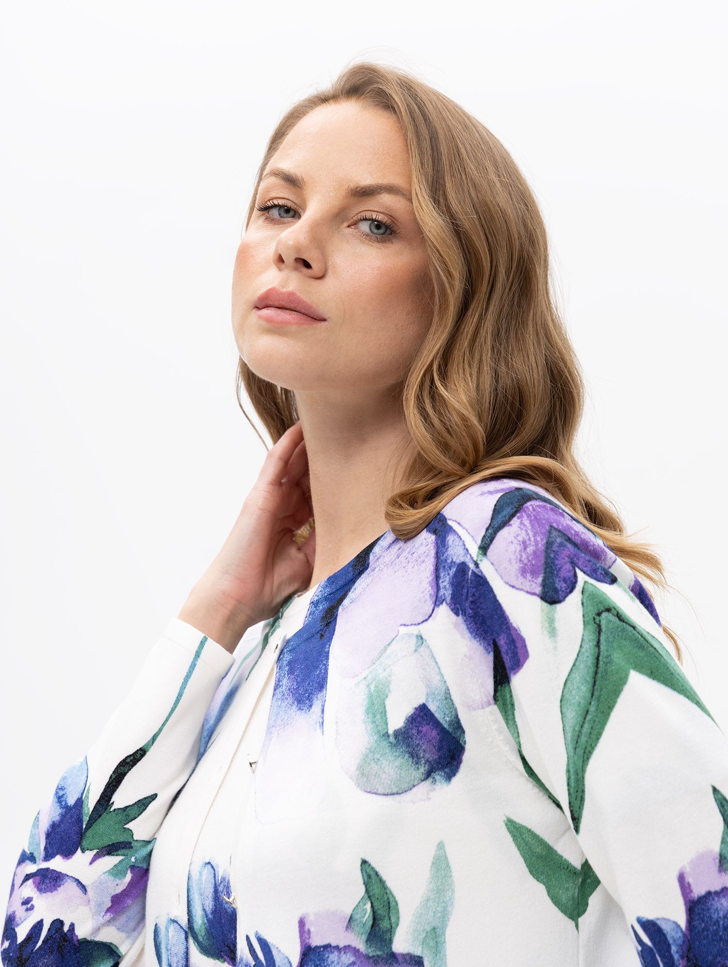 Passioni 2-in-1-Strickjacke Twinset mit Blumen Muster – Bild 3 von 5