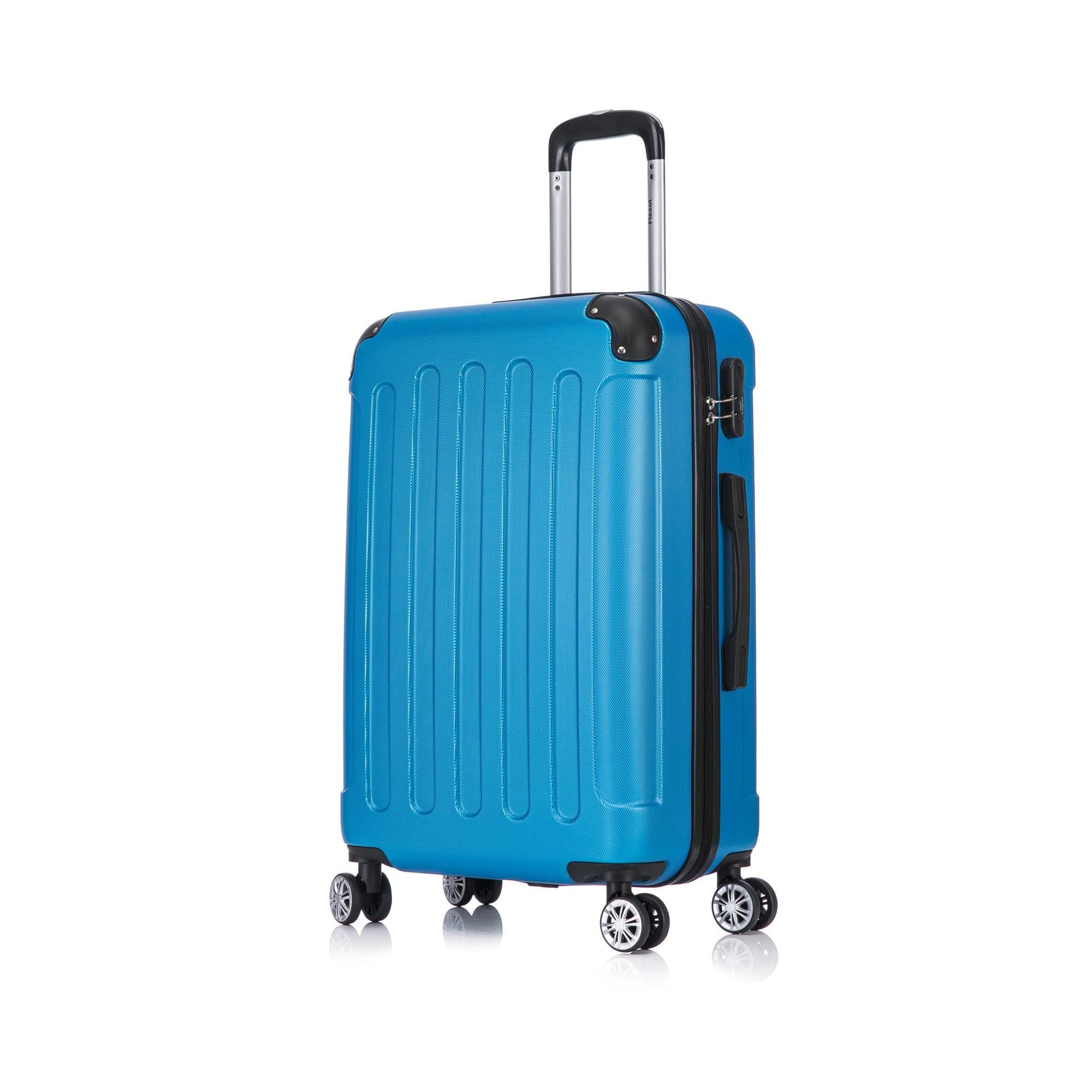 Flexot Hartschalen-Trolley F-2045 Kofferset, 360° Rollen, robuster Reisekoffer, Bordcase, 4 Rollen, Robuster und moderner Koffer mit vier 360° Rollen und Zahlenschloss