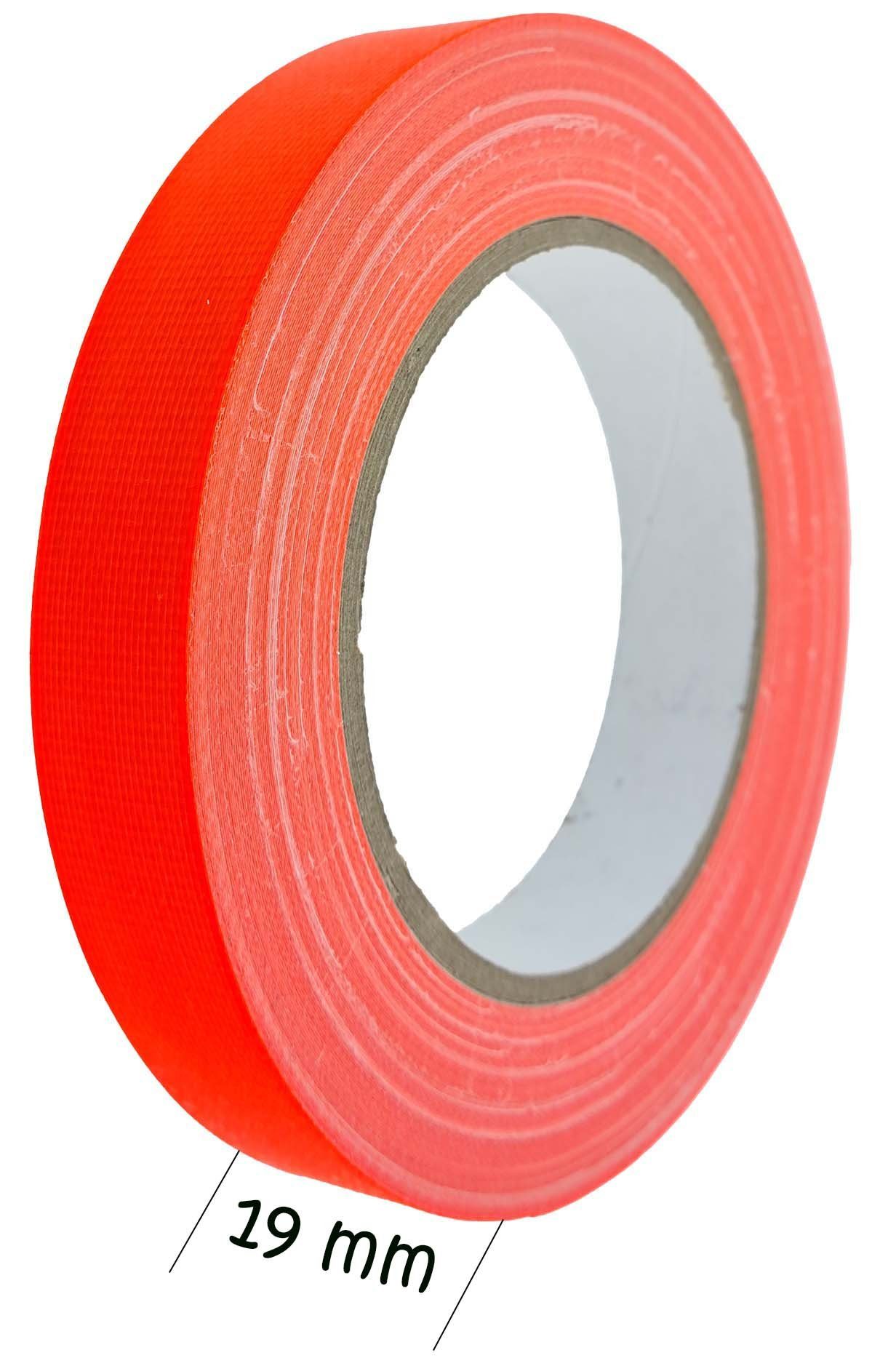 varivendo Klebeband Klebeband 25m Gewebeband neon-orange 19 mm (Rolle, 1-St., Gewebeklebeband) Neon Neonklebeband Klebeband Schwarzlicht