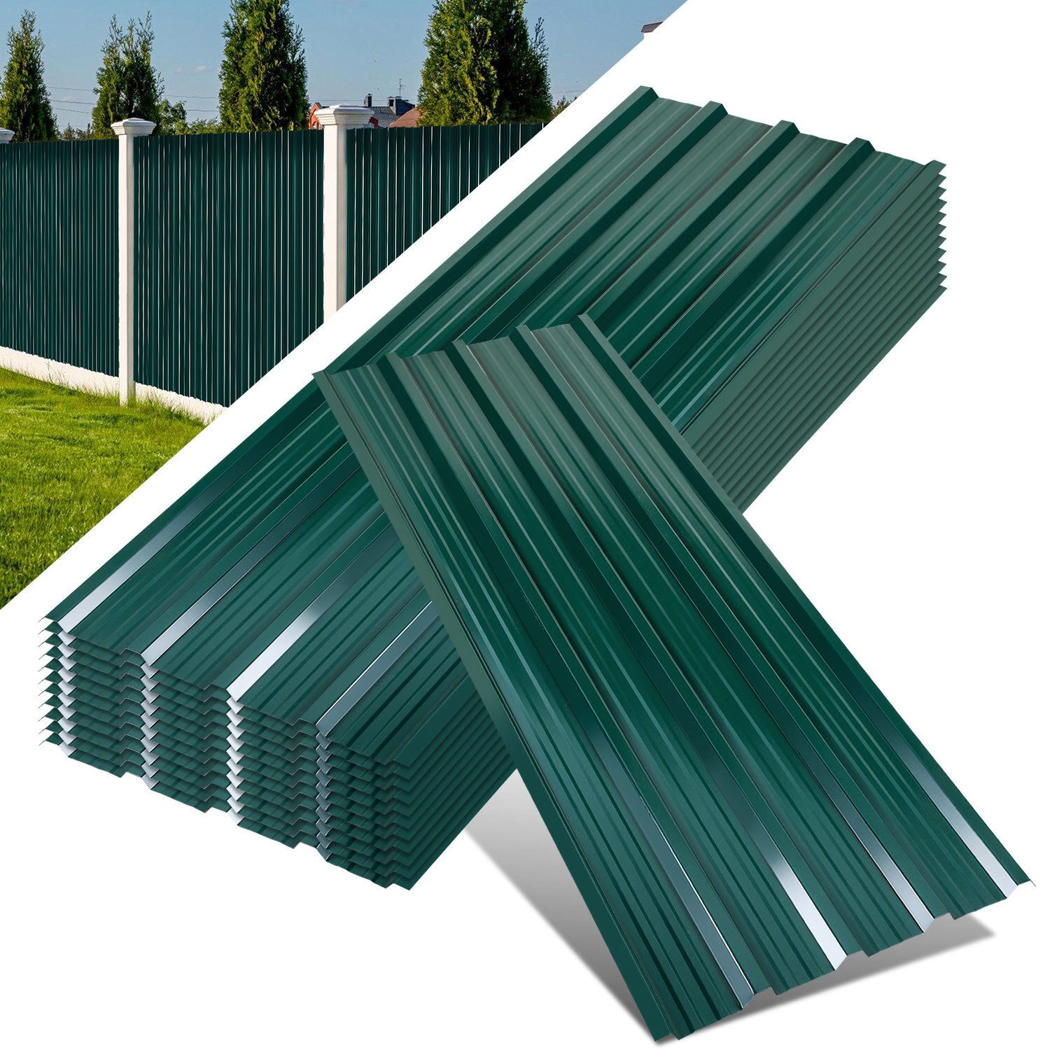 Clanmacy Trapezblech Trapezblech 36er Set Profilblech Trapezblech mit Handschuhe 21m², 129x46x0.25 mm (Set 36-St) UV-Schutz, Wasserfest, Wetterfest, Rostresistent, Korrosionsbeständig