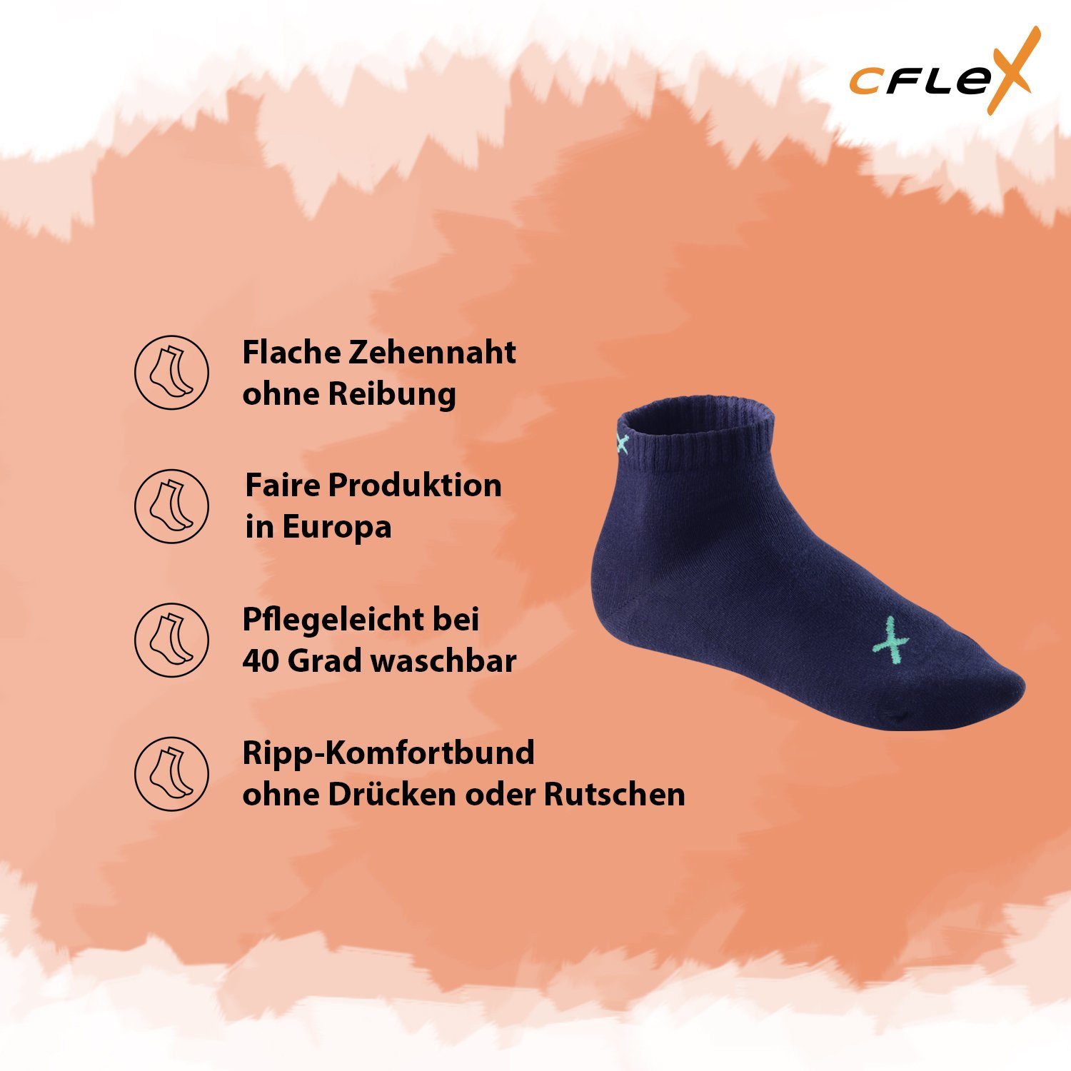 CFLEX Kurzsocken Lifestyle Kurzschaft Socken für Damen & Herren (6 Paar) Sneaker