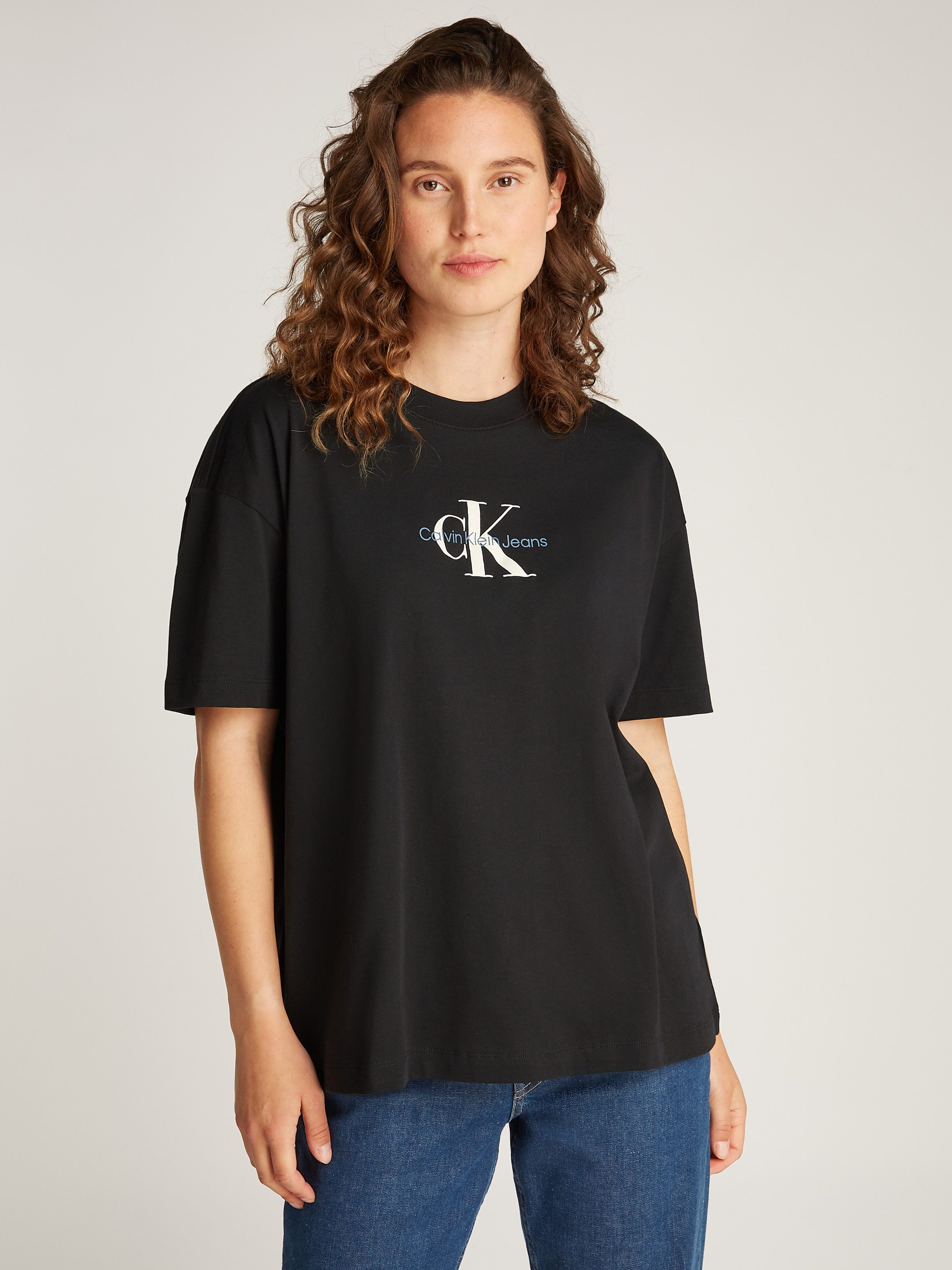 Calvin Klein Jeans T-Shirt TEXTURED MONOLOGO BOYFRIEND TEE mit Logodruck günstig online kaufen