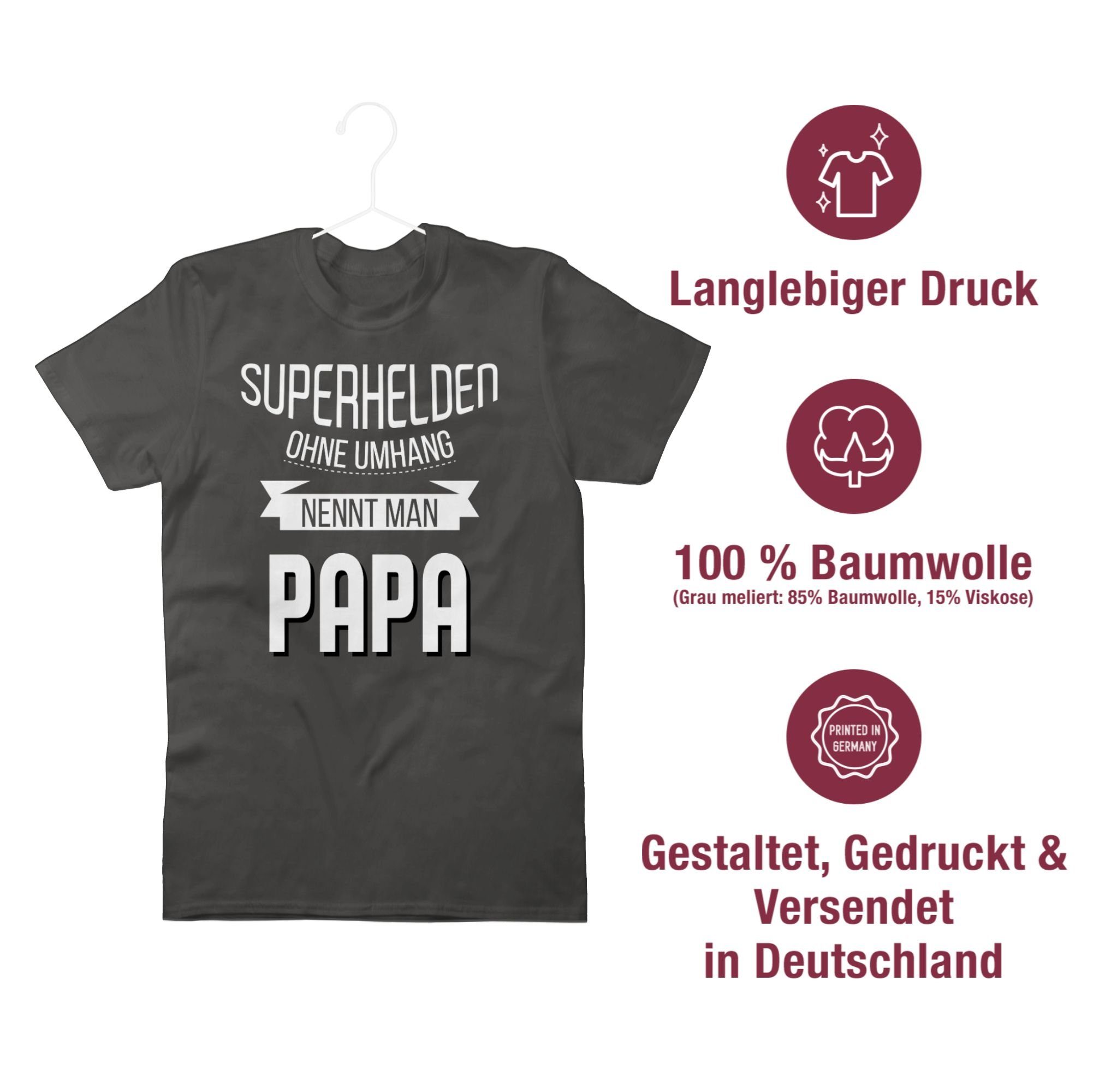 für Dunkelgrau Papa Shirtracer T-Shirt Papa 1 Vatertag Umhang nennt Superhelden man ohne Geschenk