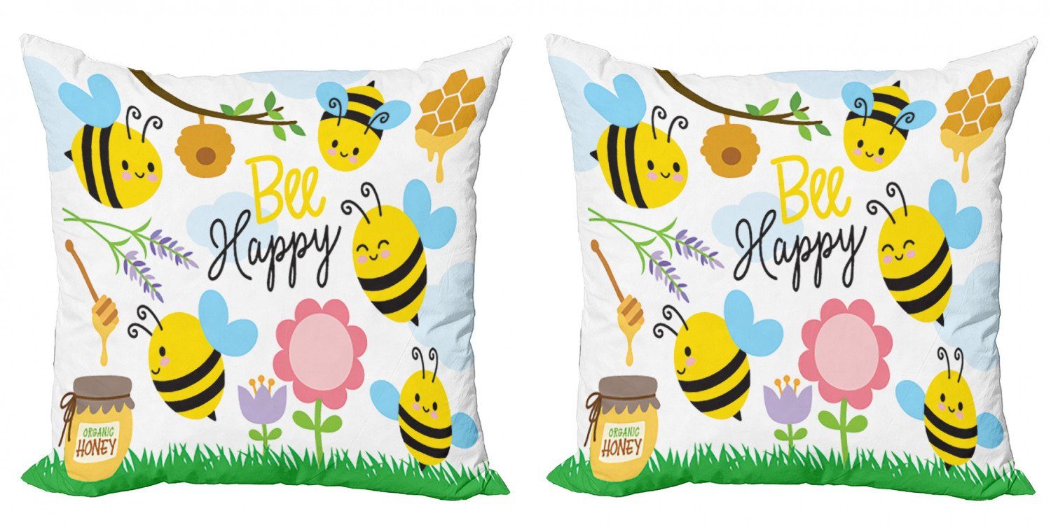 Kissenbezüge Modern Accent Doppelseitiger Digitaldruck, Abakuhaus (2 Stück), Honey Bee Bee Happy Spring Garden | Kissenbezüge