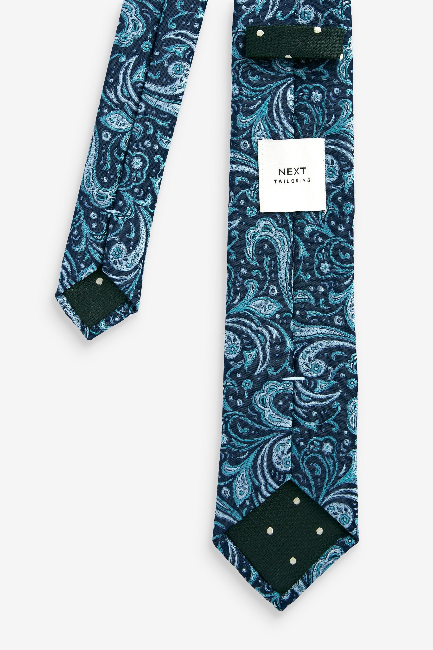 Next Krawatte Gemusterte Krawatte Krawattenklammer, Blue mit (2-St) Navy Slim Paisley