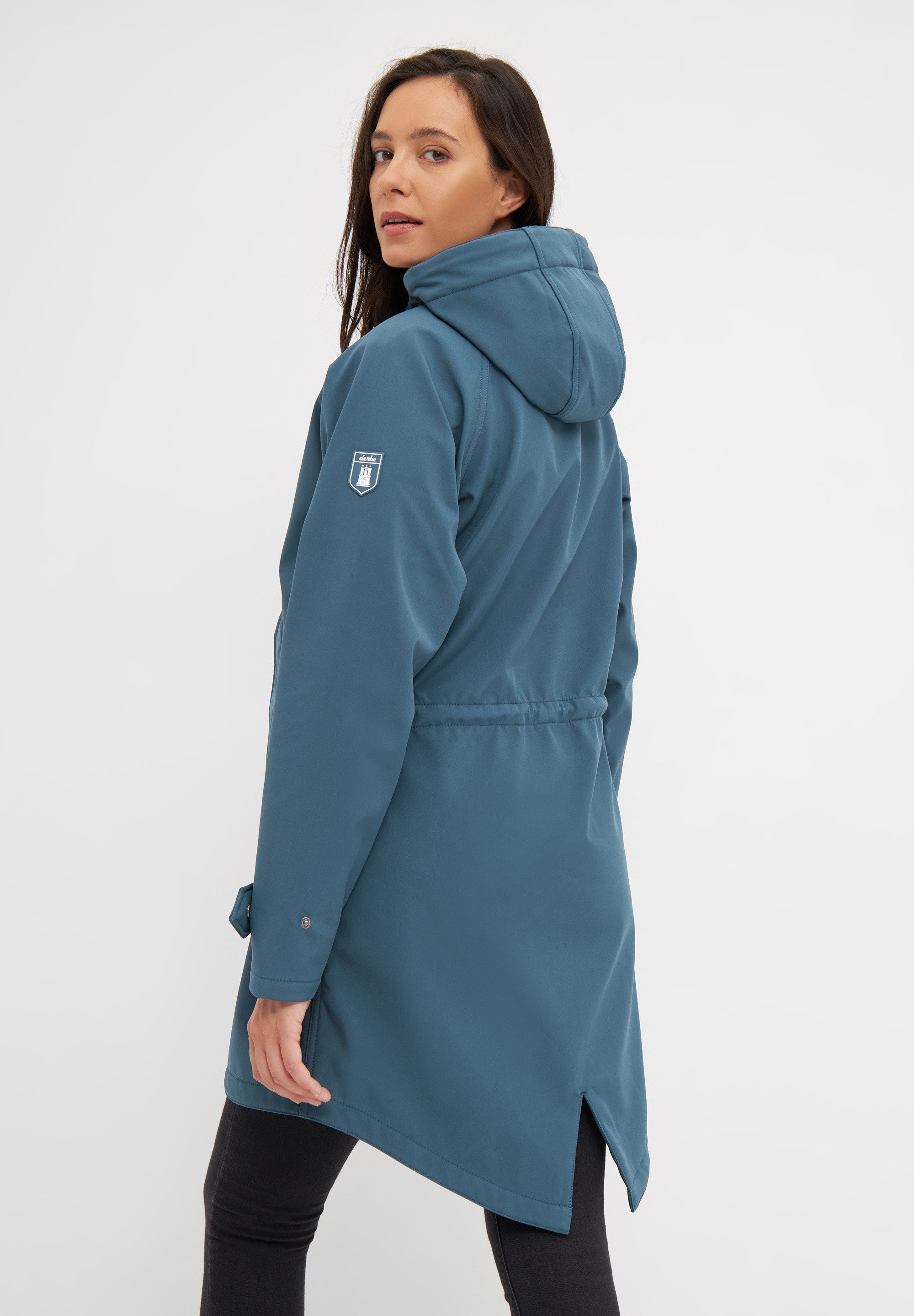 Derbe Softshelljacke Island Friese wasserabweisend, winddicht, Kapuze