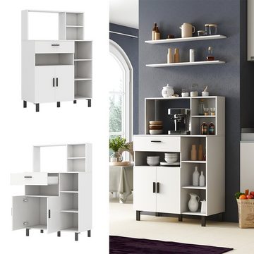 Livinity® Küchenbuffet Vitrinenschrank EMANUEL Weiß